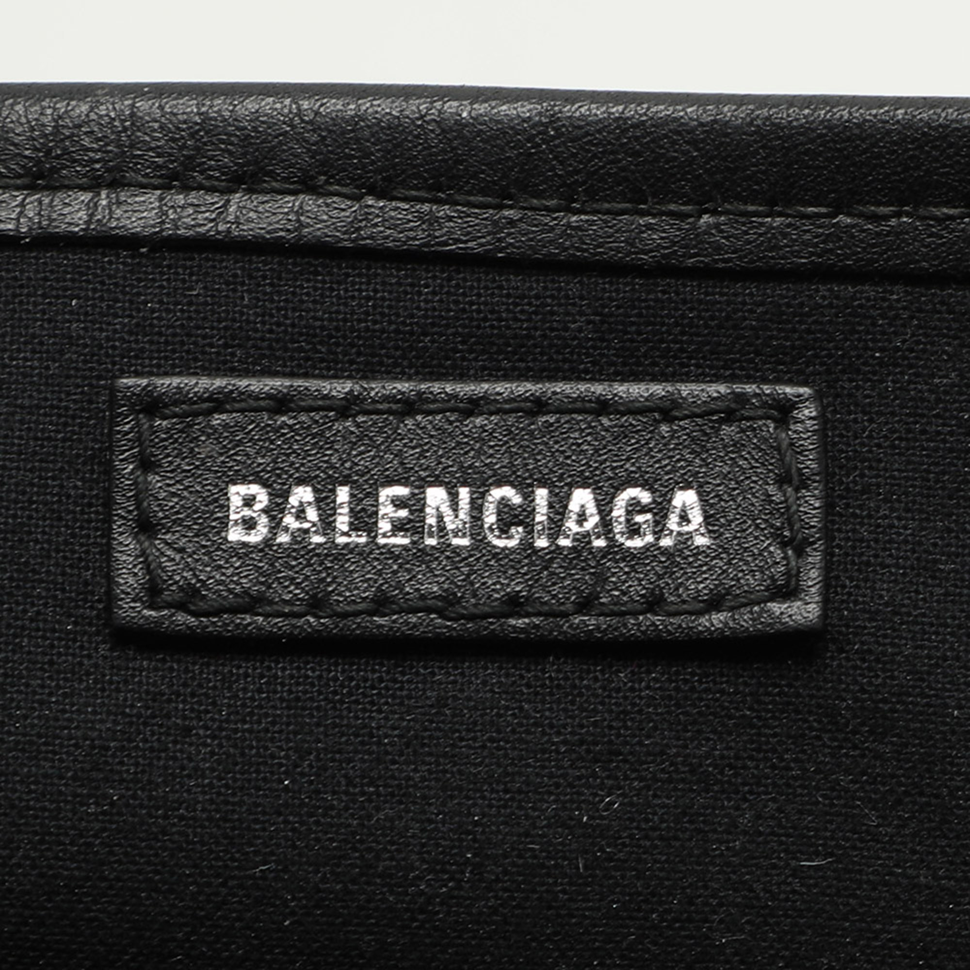 Balenciaga White/Black Canvas And Leather Cabas Tote