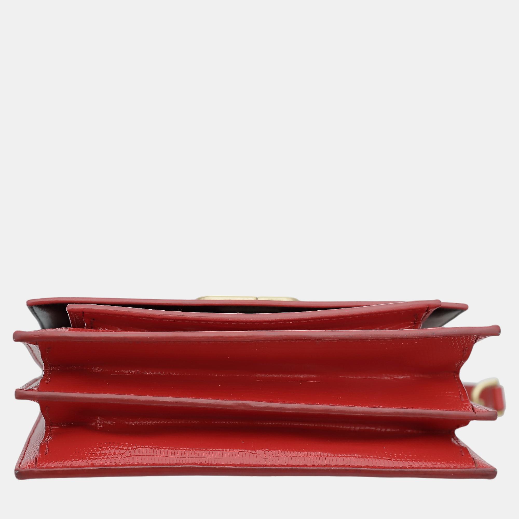 Balenciaga Red Lizard Embossed Leather Small Sharp Shoulder Bag