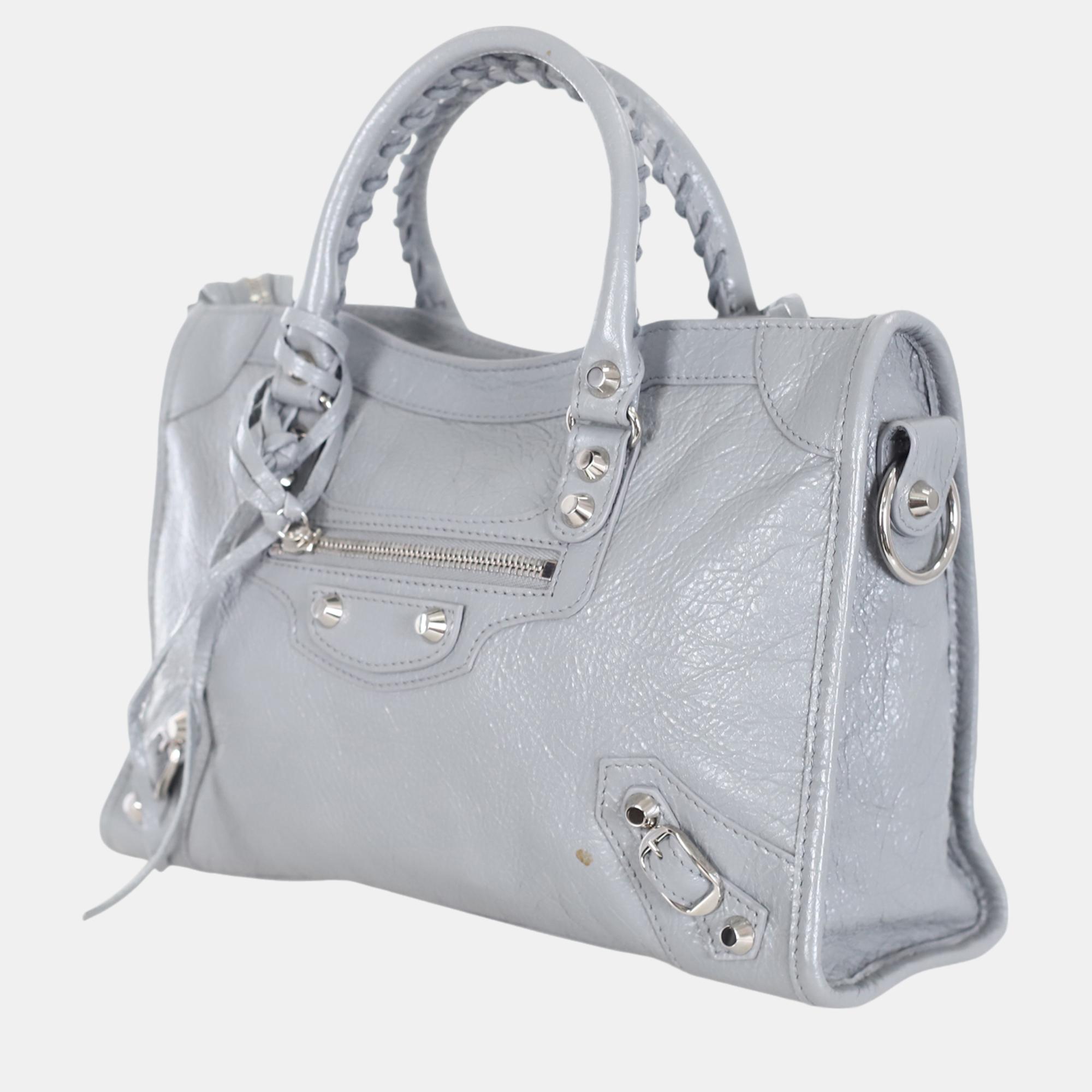 Balenciaga Grey Leather City Classic S Leather Bag