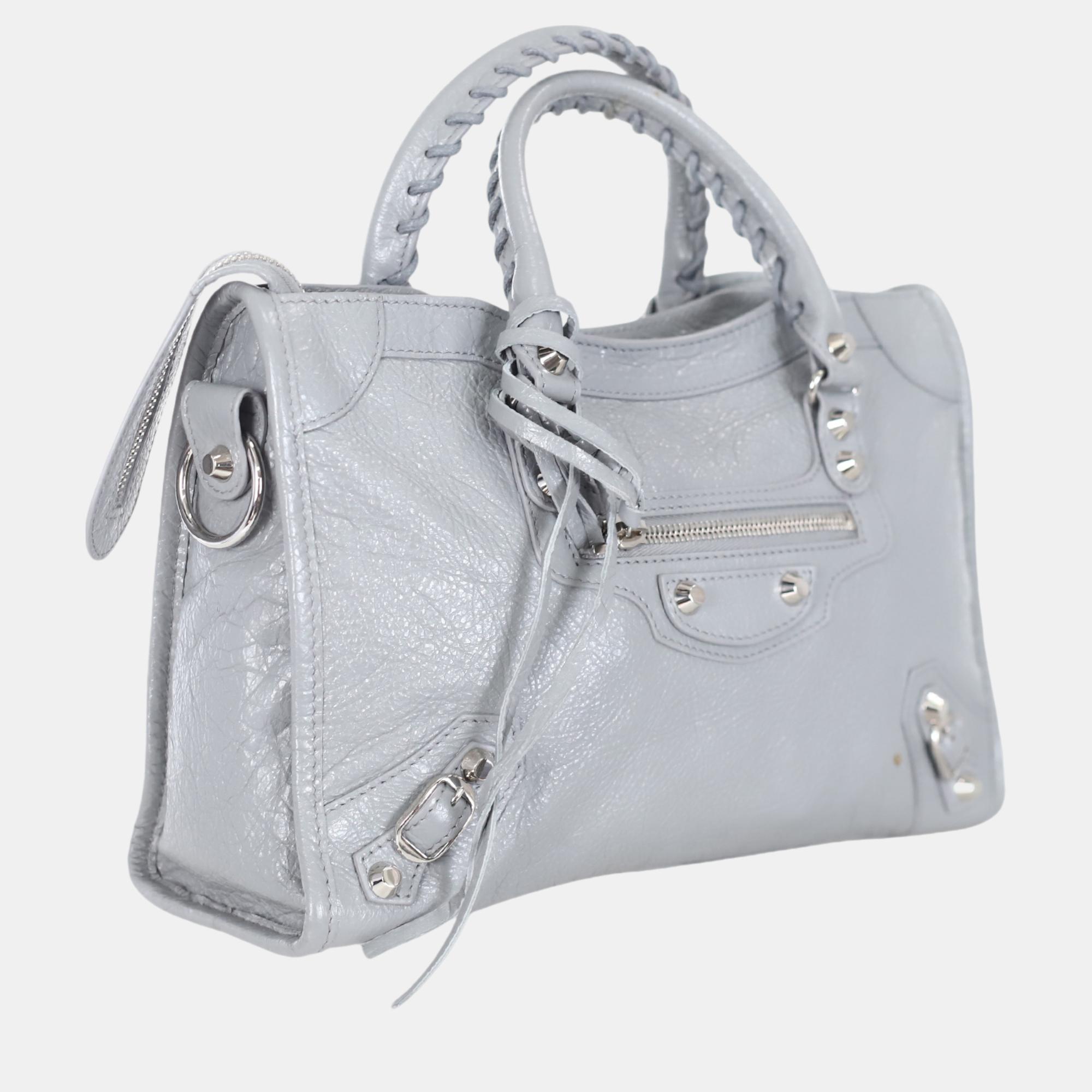 Balenciaga Grey Leather City Classic S Leather Bag