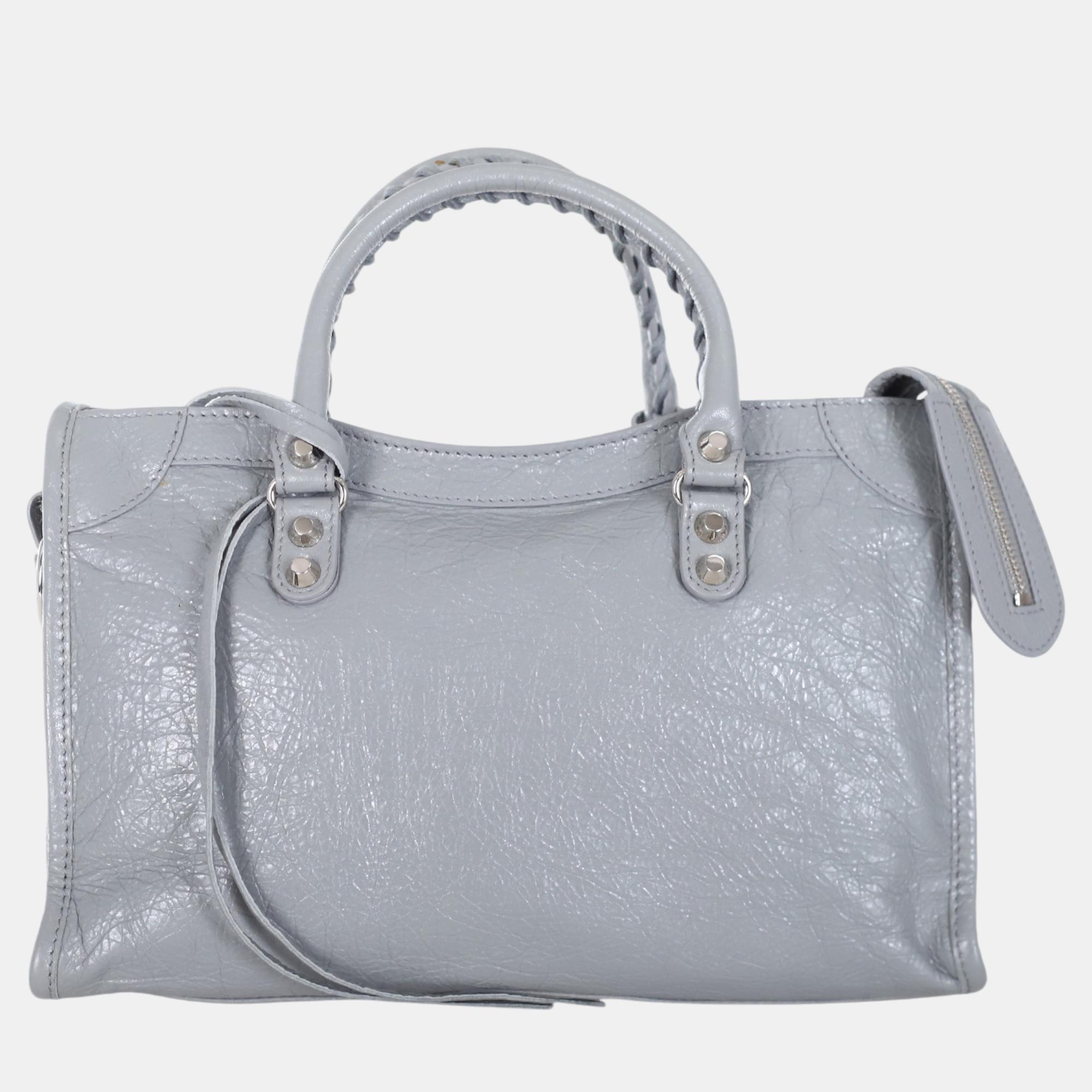 Balenciaga Grey Leather City Classic S Leather Bag