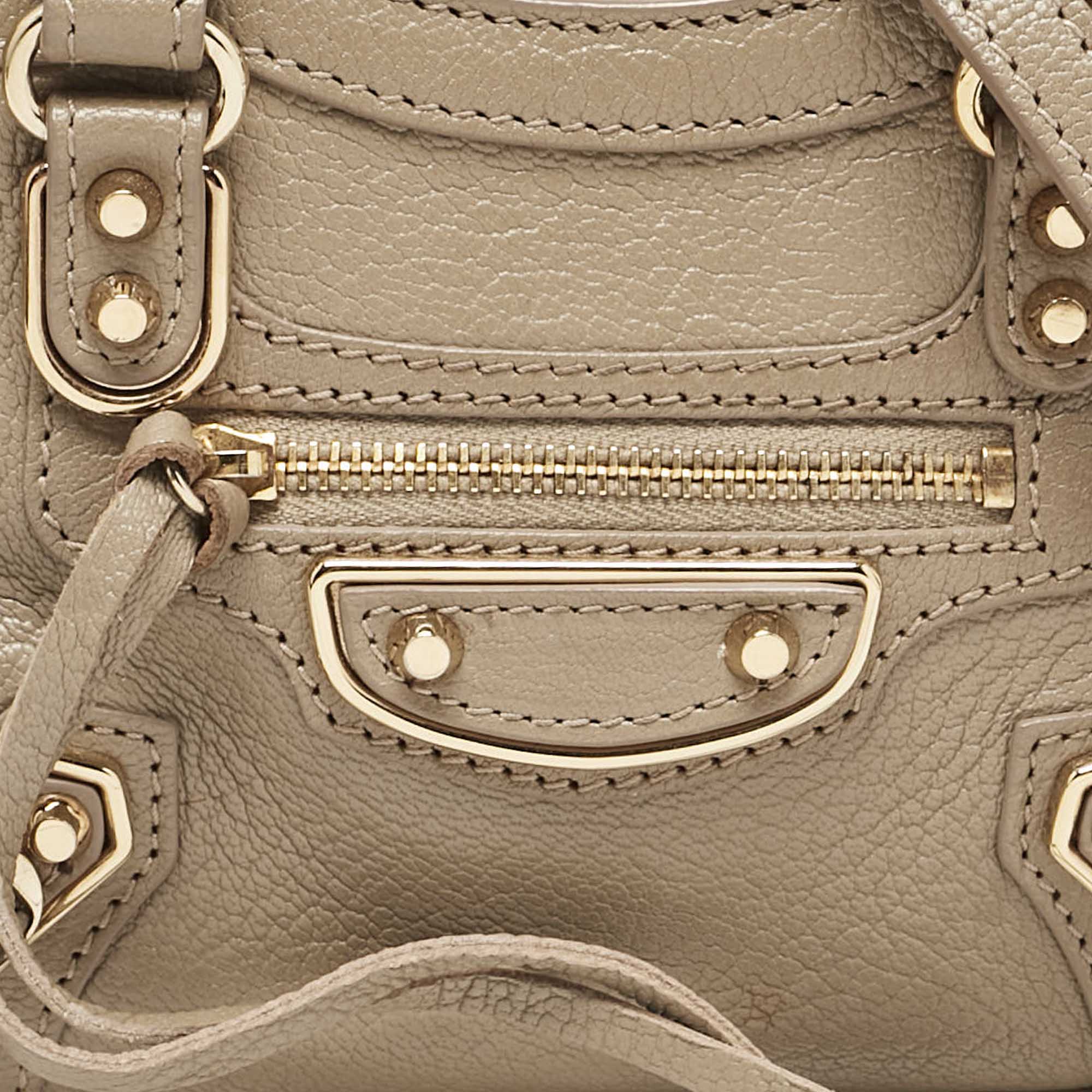 Balenciaga Beige Leather Nano Classic City Tote