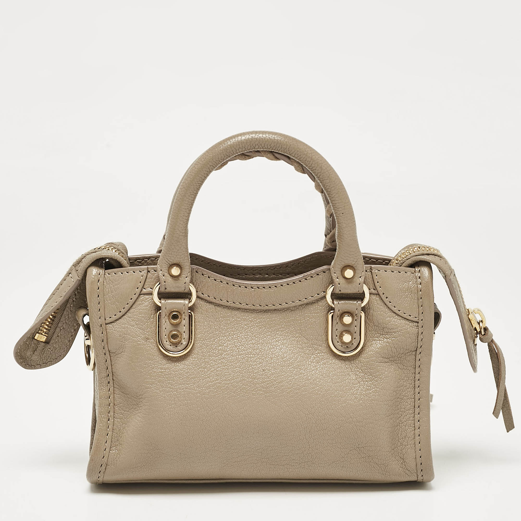 Balenciaga Beige Leather Nano Classic City Tote