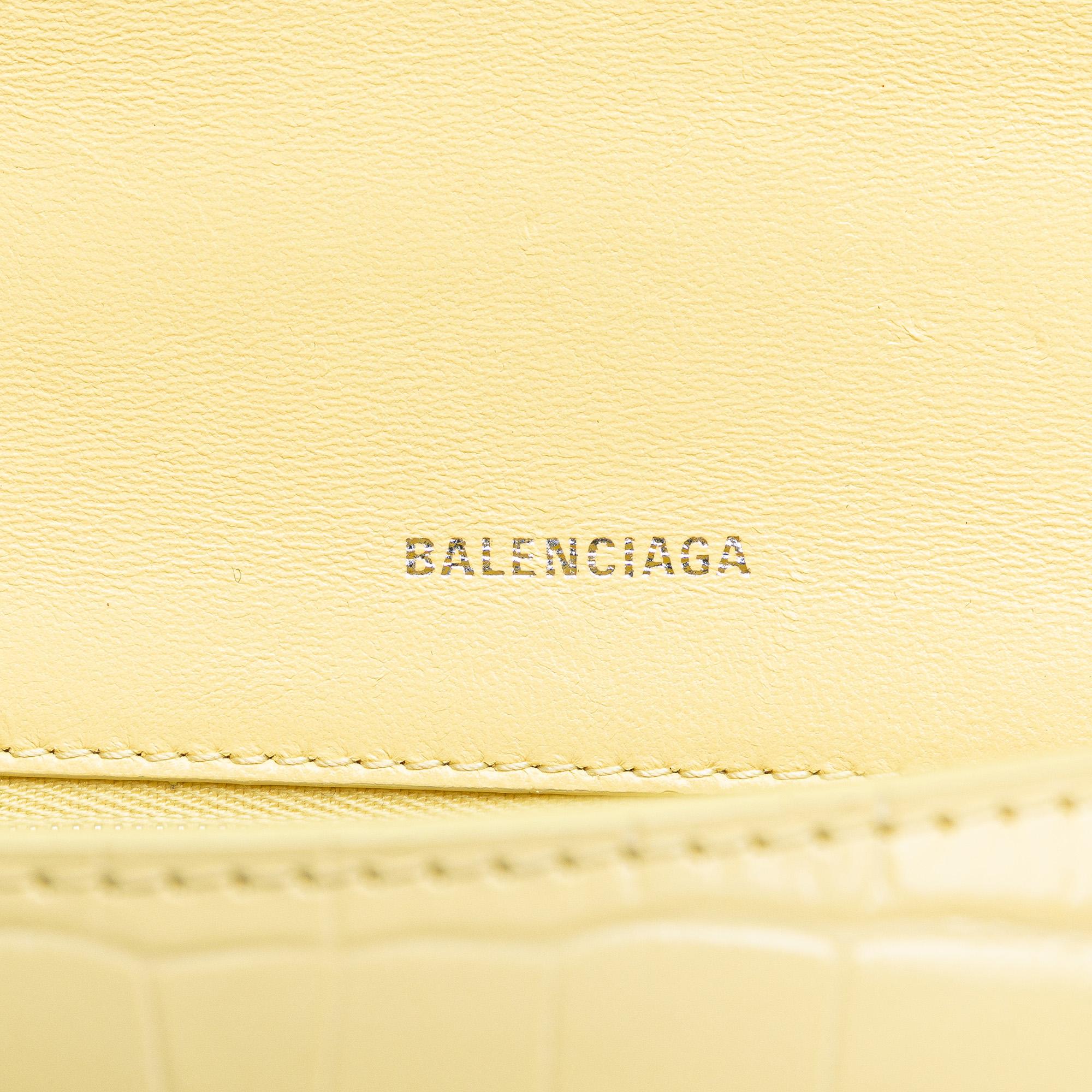 Balenciaga Yellow Small Embossed Hourglass Top Handle Bag