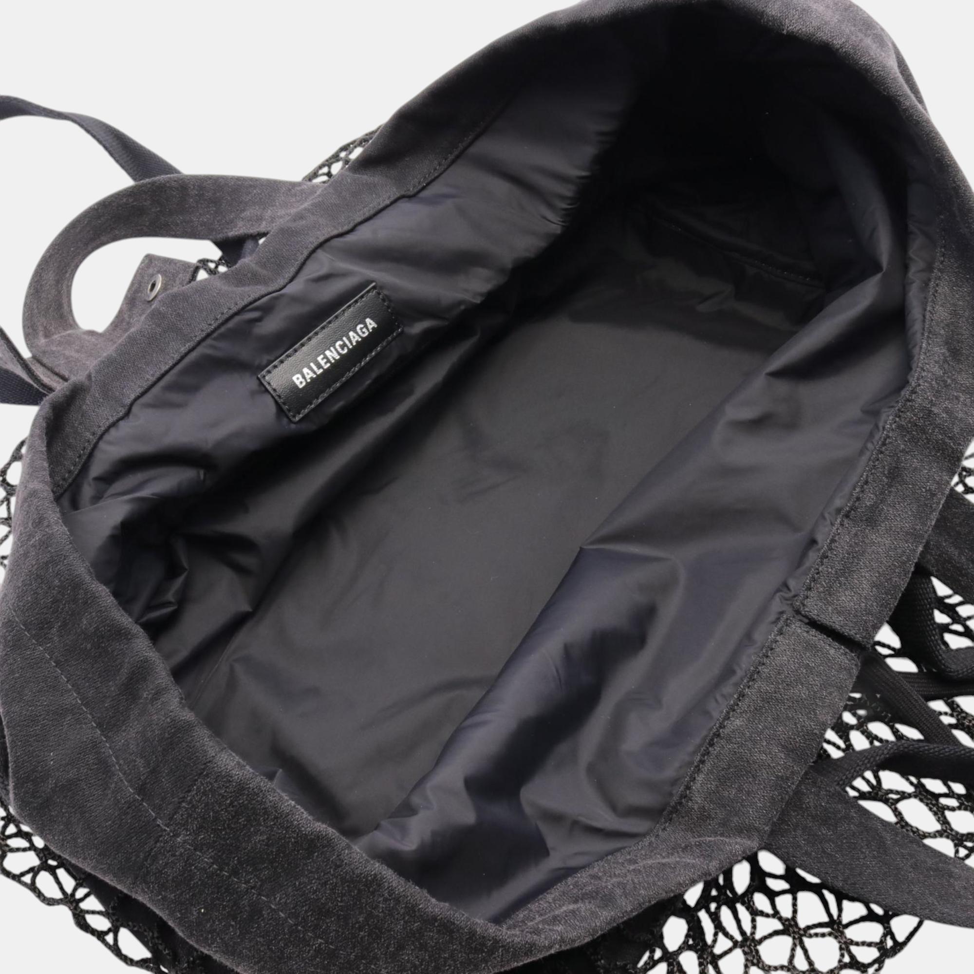 Balenciaga Denim Nylon Black Medium Tote Bag