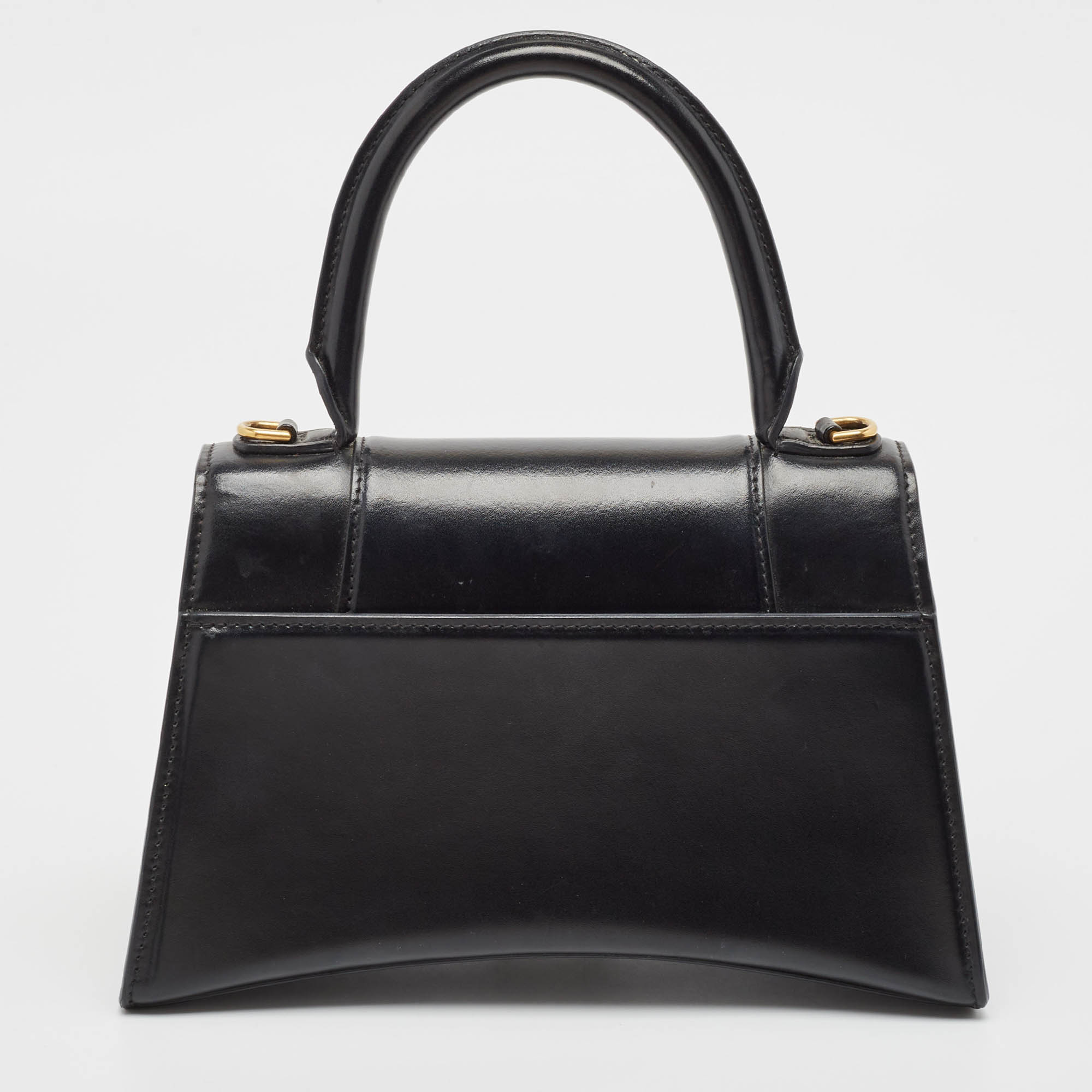 Balenciaga Black Leather Small Hourglass Top Handle Bag