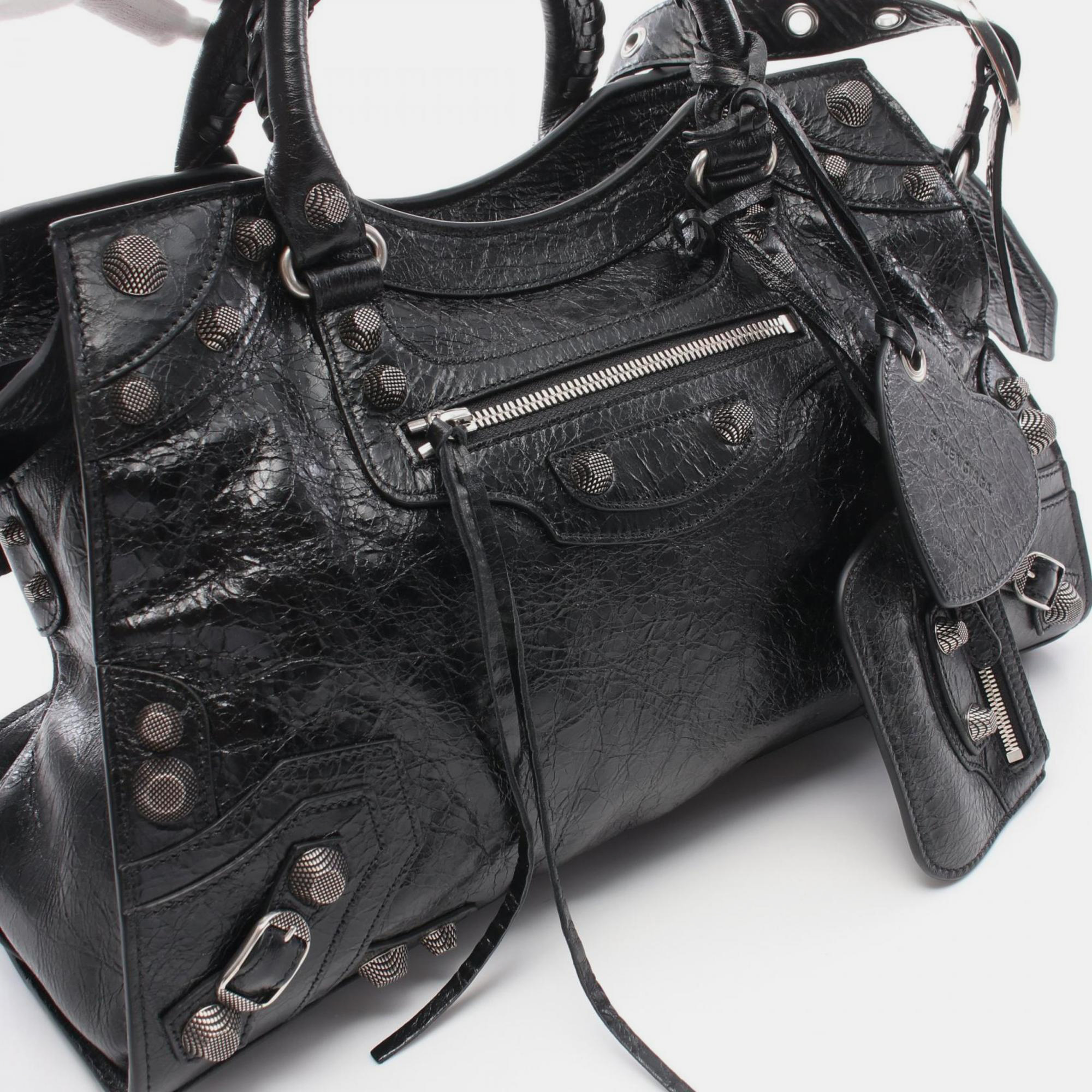 Balenciaga Leather Black NEO CAGOLE CITY Handbag