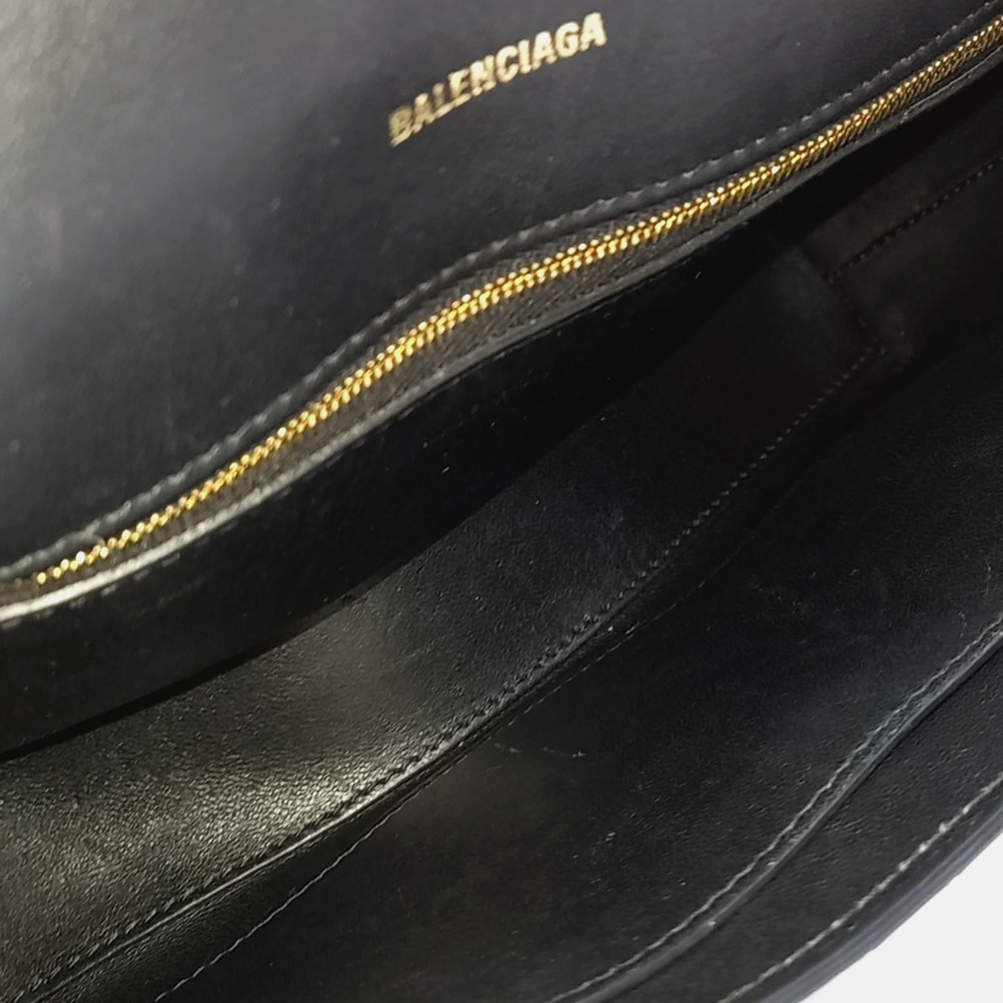 Balenciaga Black Leather Downtown Chain Shoulder Bag XS