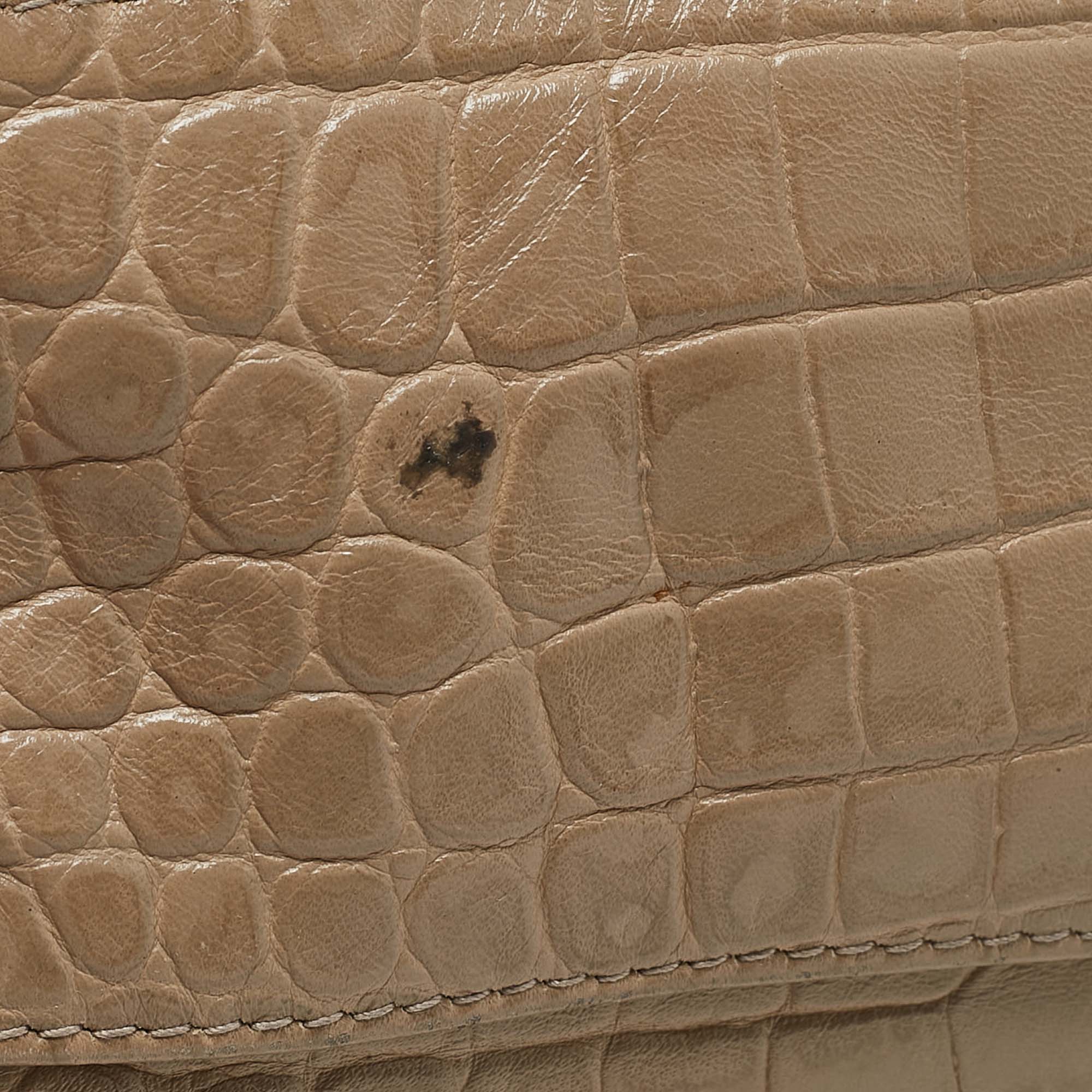 Balenciaga Beige Croc Embossed Leather Small Classic City Tote