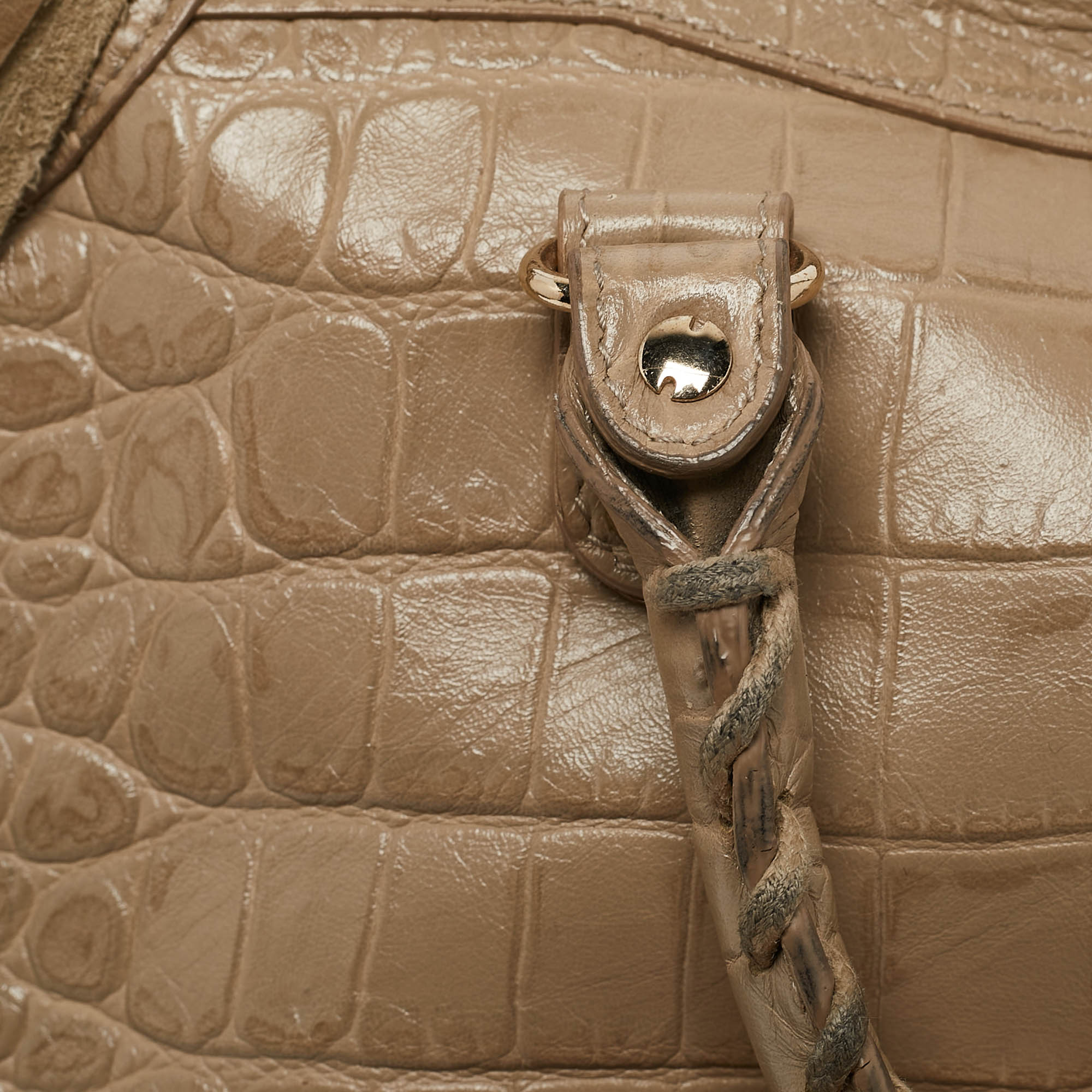 Balenciaga Beige Croc Embossed Leather Small Classic City Tote