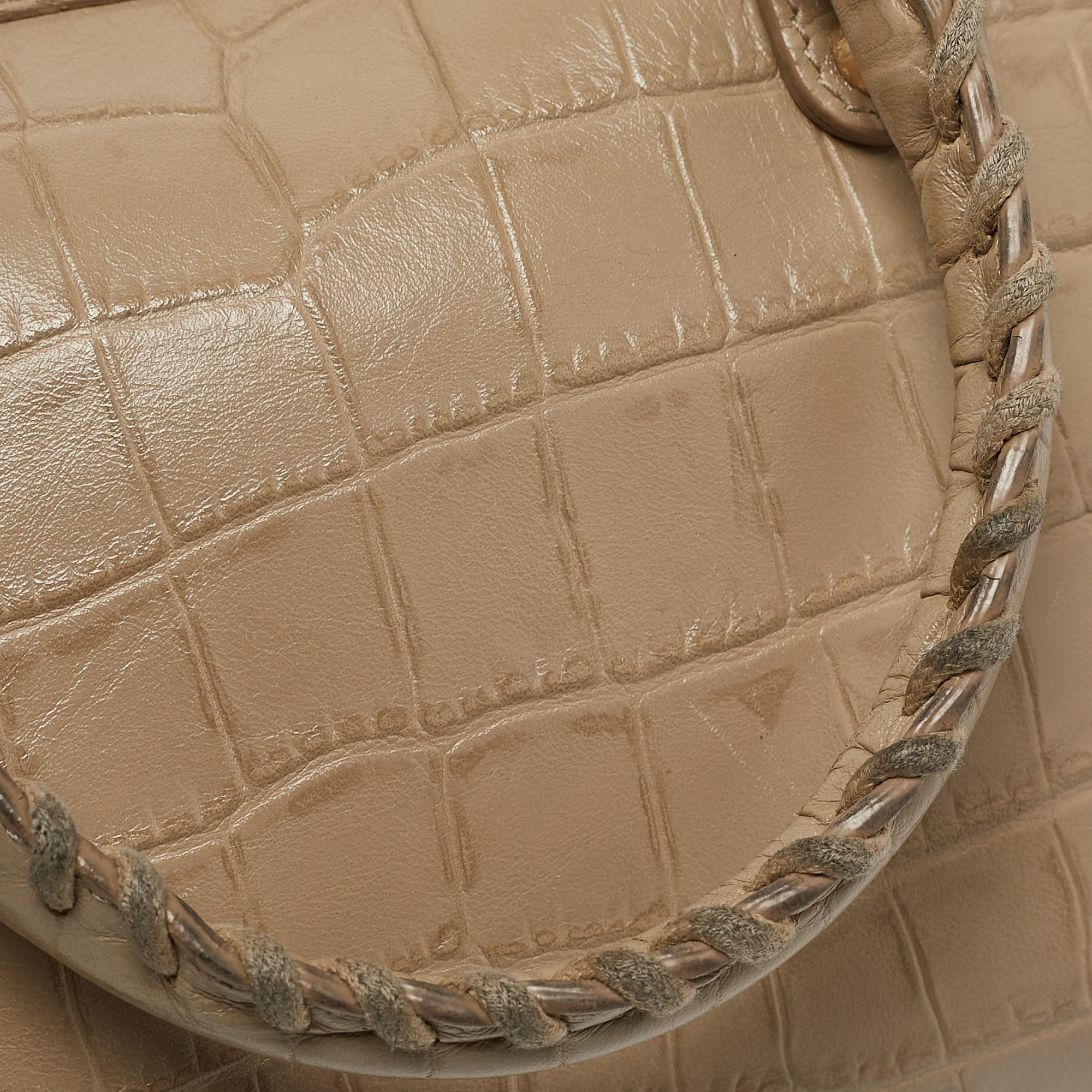 Balenciaga Beige Croc Embossed Leather Small Classic City Tote