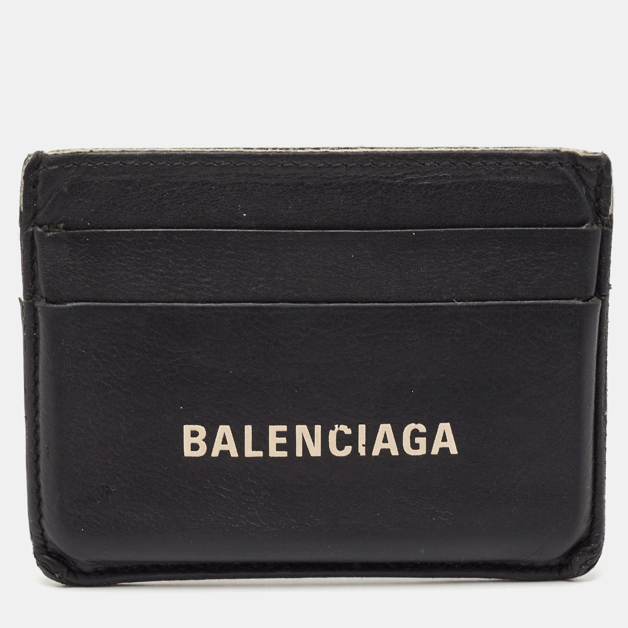 Balenciaga Black Leather Logo Card Holder