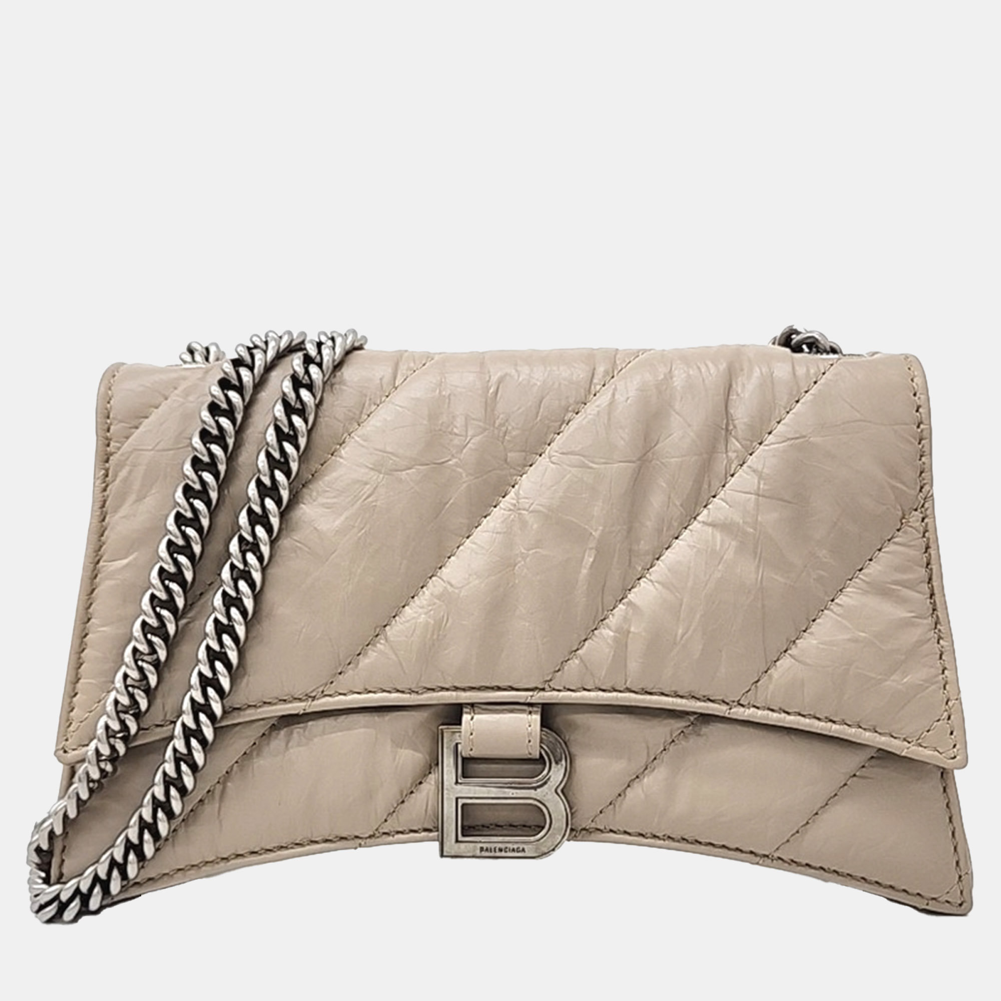 Balenciaga Beige Leather Crush Chain Bag XS