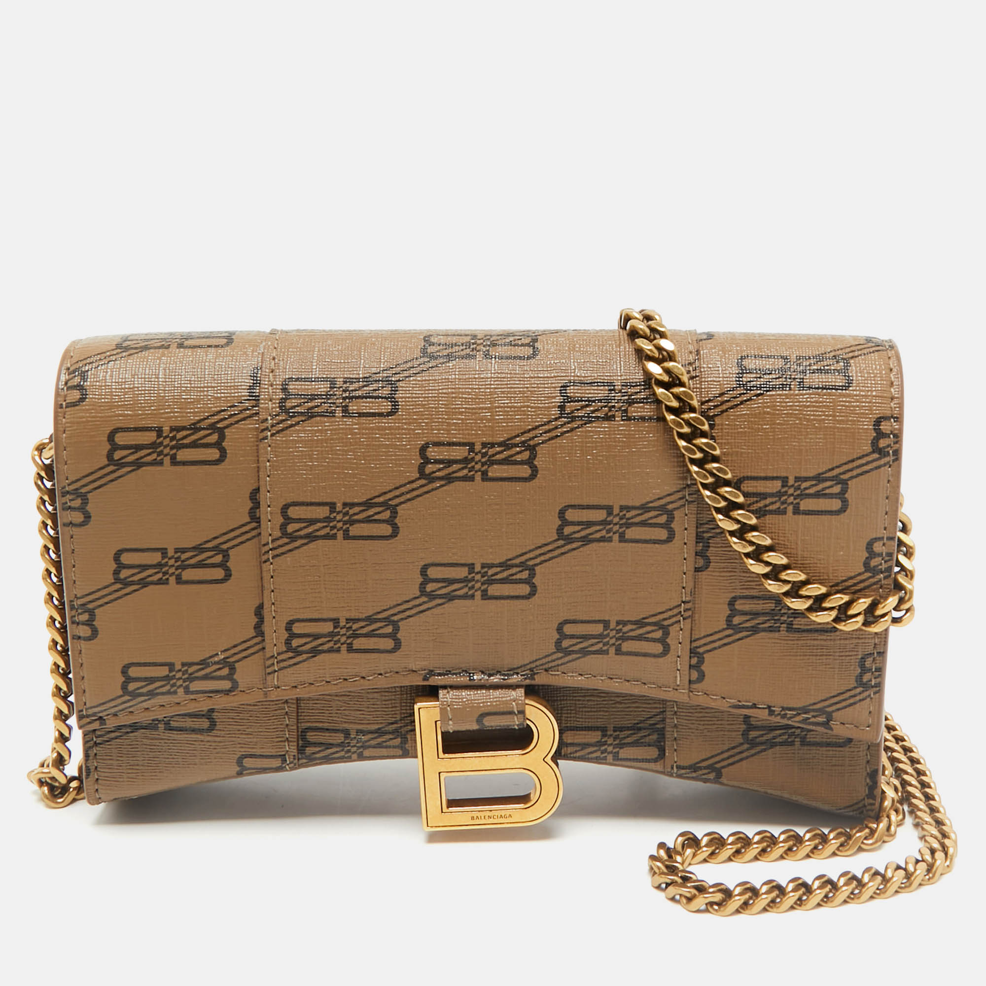 Balenciaga Tan BB Monogram Coated Canvas Hourglass Wallet on Chain
Balenciaga Tan BB Monogram Coated Canvas Hourglass Wallet on Chain