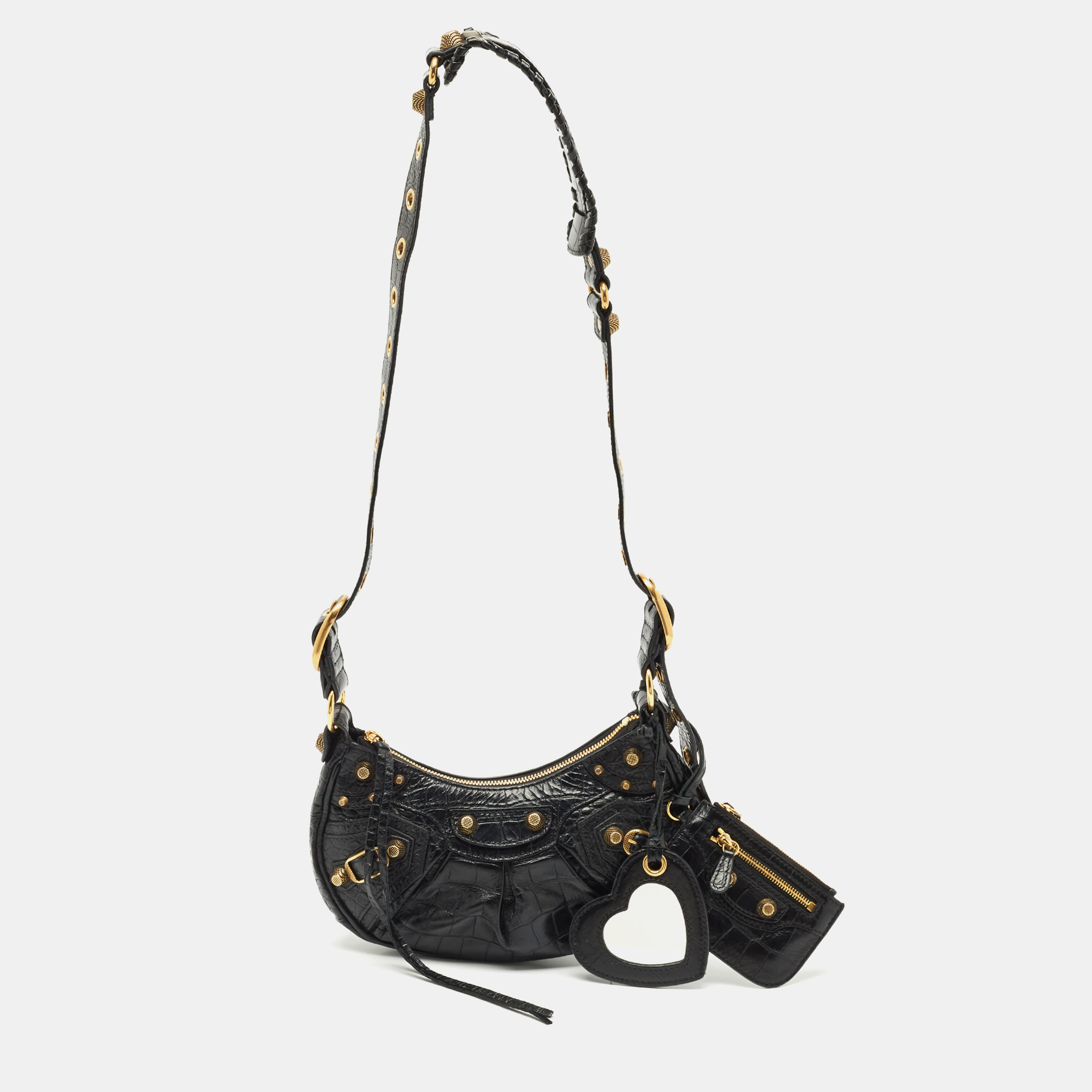 Balenciaga Black Croc Embossed Leather Le Cagole Shoulder Bag
Balenciaga Black Croc Embossed Leather Le Cagole Shoulder Bag