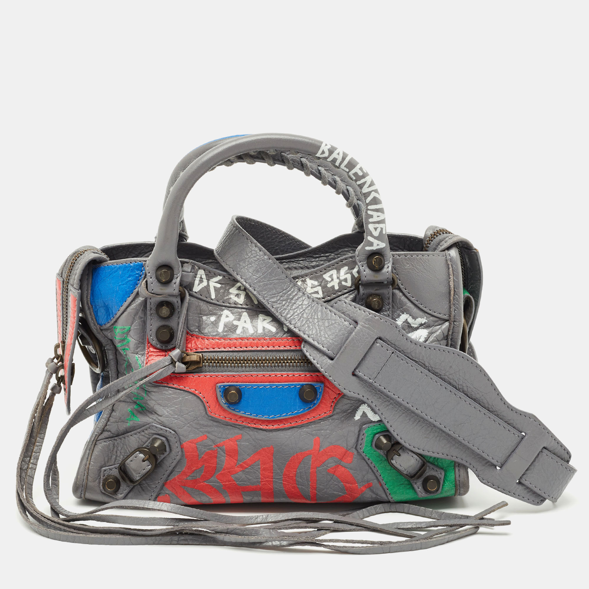 Balenciaga Gris Pyrite Graffiti Leather Mini RH Classic City Bag, Grey
Balenciaga Gris Pyrite Graffiti Leather Mini RH Classic City Bag, Grey