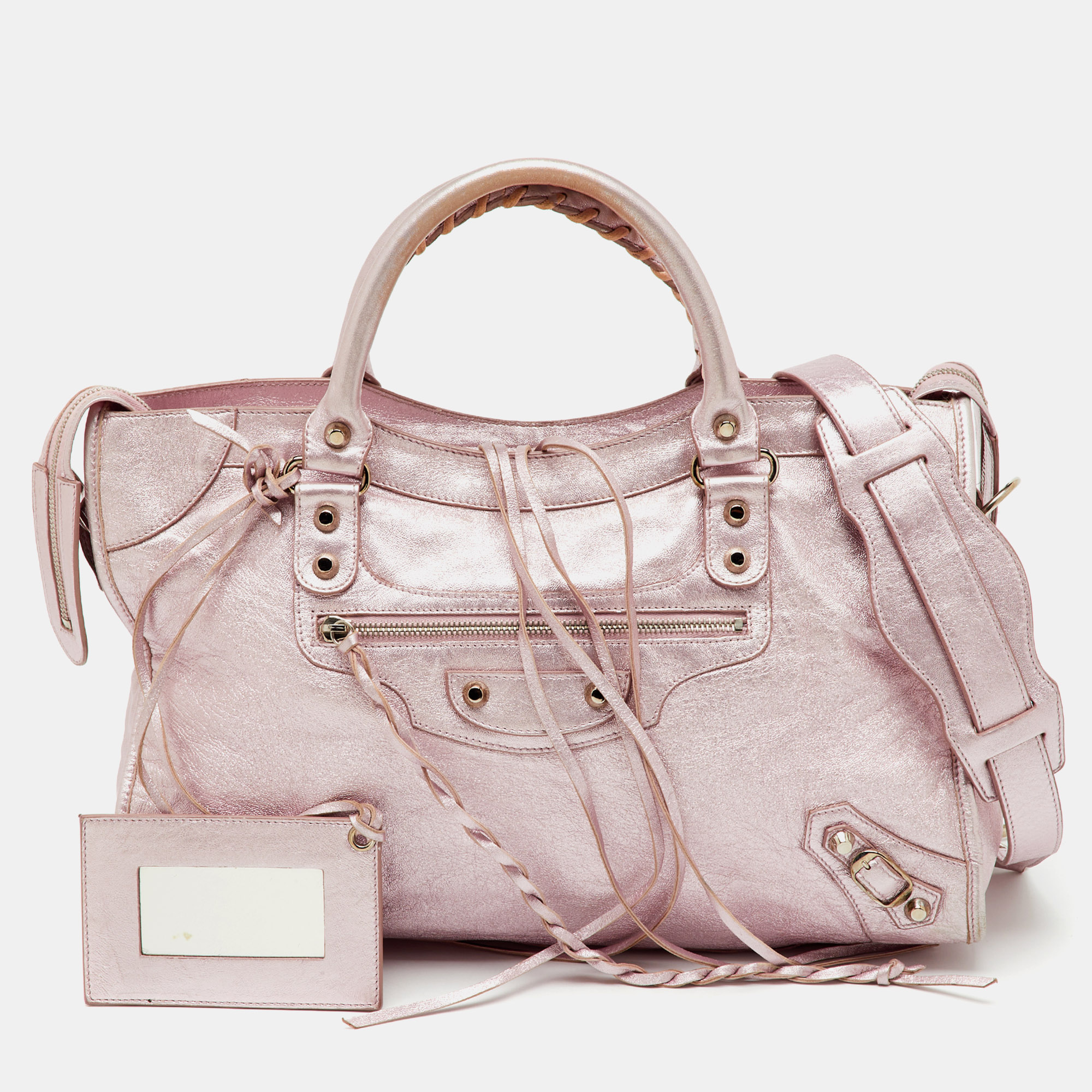 Balenciaga Metallic Rose Pink Leather Agneau Classic City Tote
Balenciaga Metallic Rose Pink Leather Agneau Classic City Tote