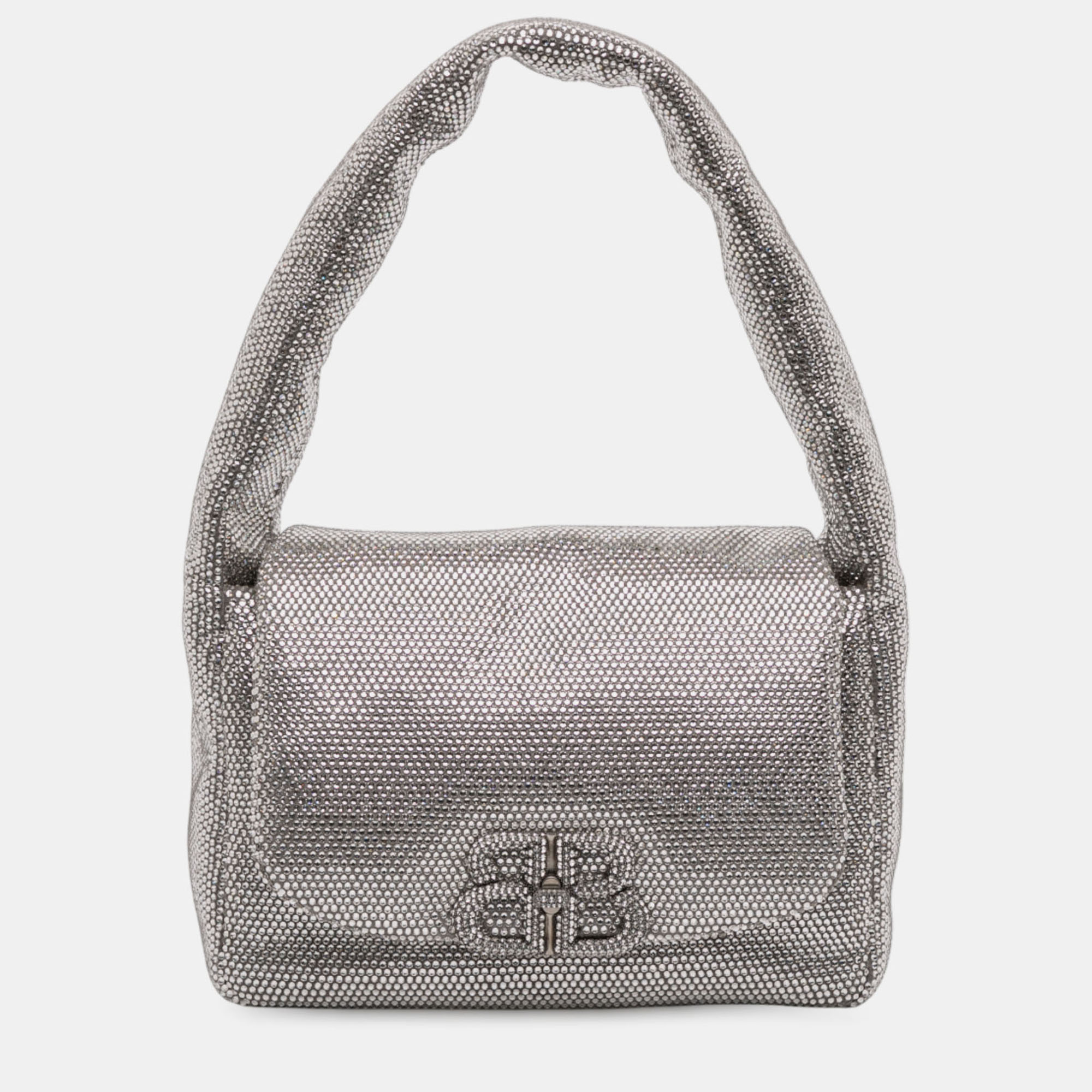 Balenciaga Silver Small Rhinestone Embellished Calfskin Monaco Sling Shoulder Bag
Balenciaga Silver Small Rhinestone Embellished Calfskin Monaco Sling Shoulder Bag