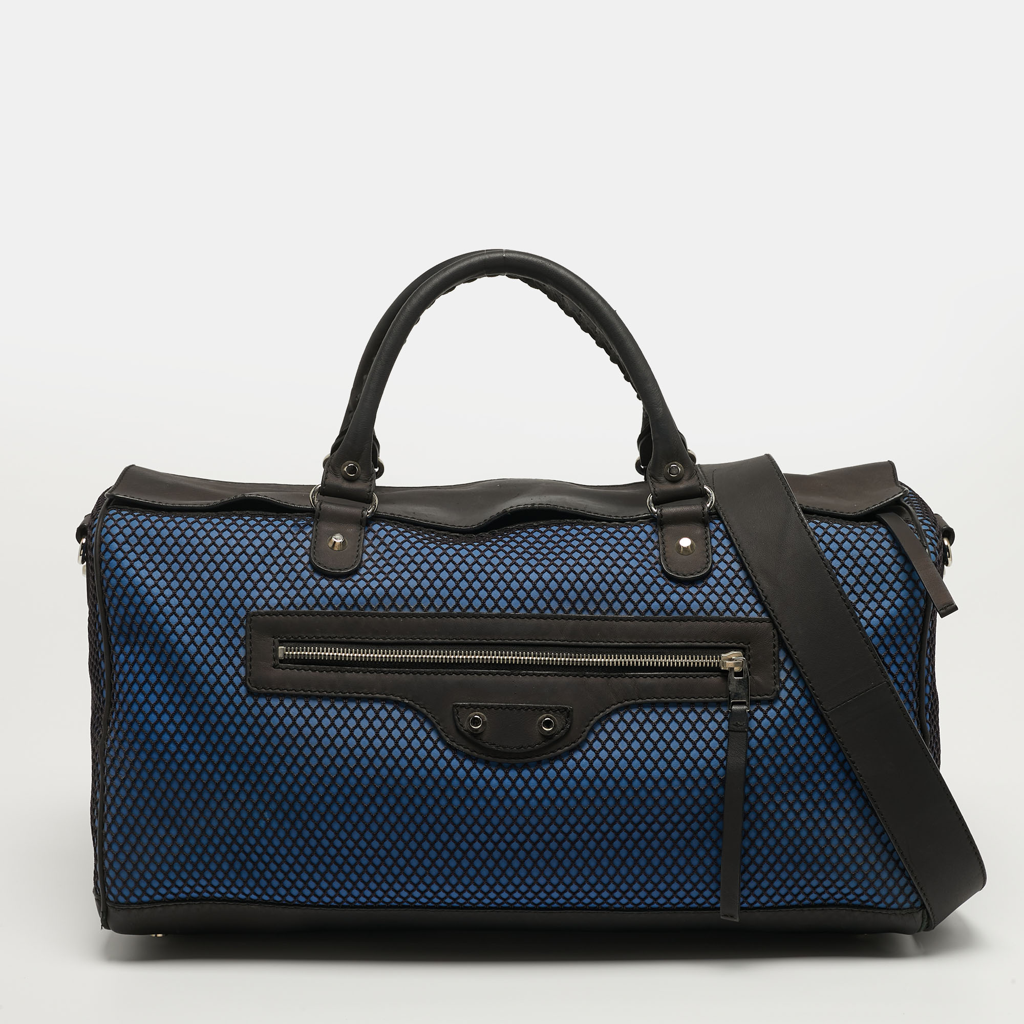 Balenciaga Squash Blue/Black Mesh Nylon and Leather Duffel Bag
Balenciaga Squash Blue/Black Mesh Nylon and Leather Duffel Bag