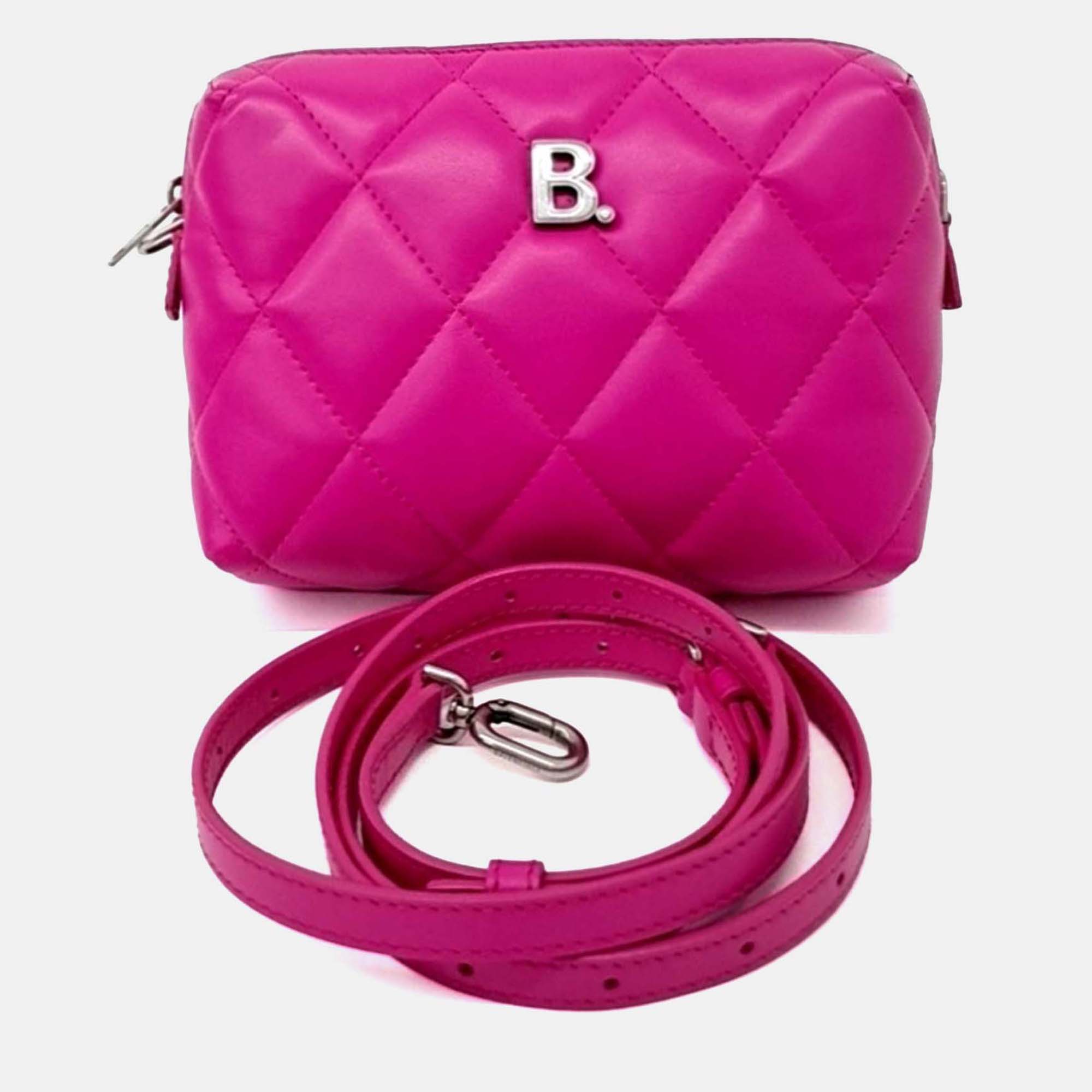 Balenciaga Pink Leather B Quilted Camera Crossbody Bag
Balenciaga Pink Leather B Quilted Camera Crossbody Bag