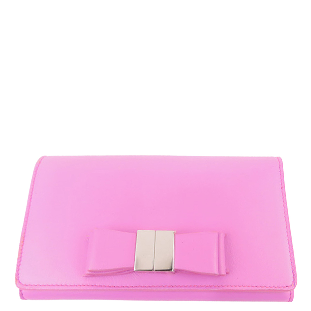 Image of Balenciaga Pink Leather Ribbon Wallet