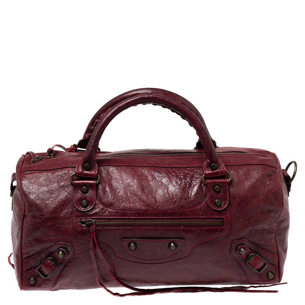 Image of Balenciaga Grenat Leather RH Twiggy Satchel