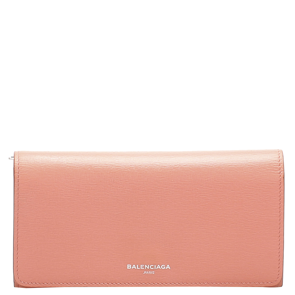 Image of Balenciaga Pink Leather Essential Money Wallet