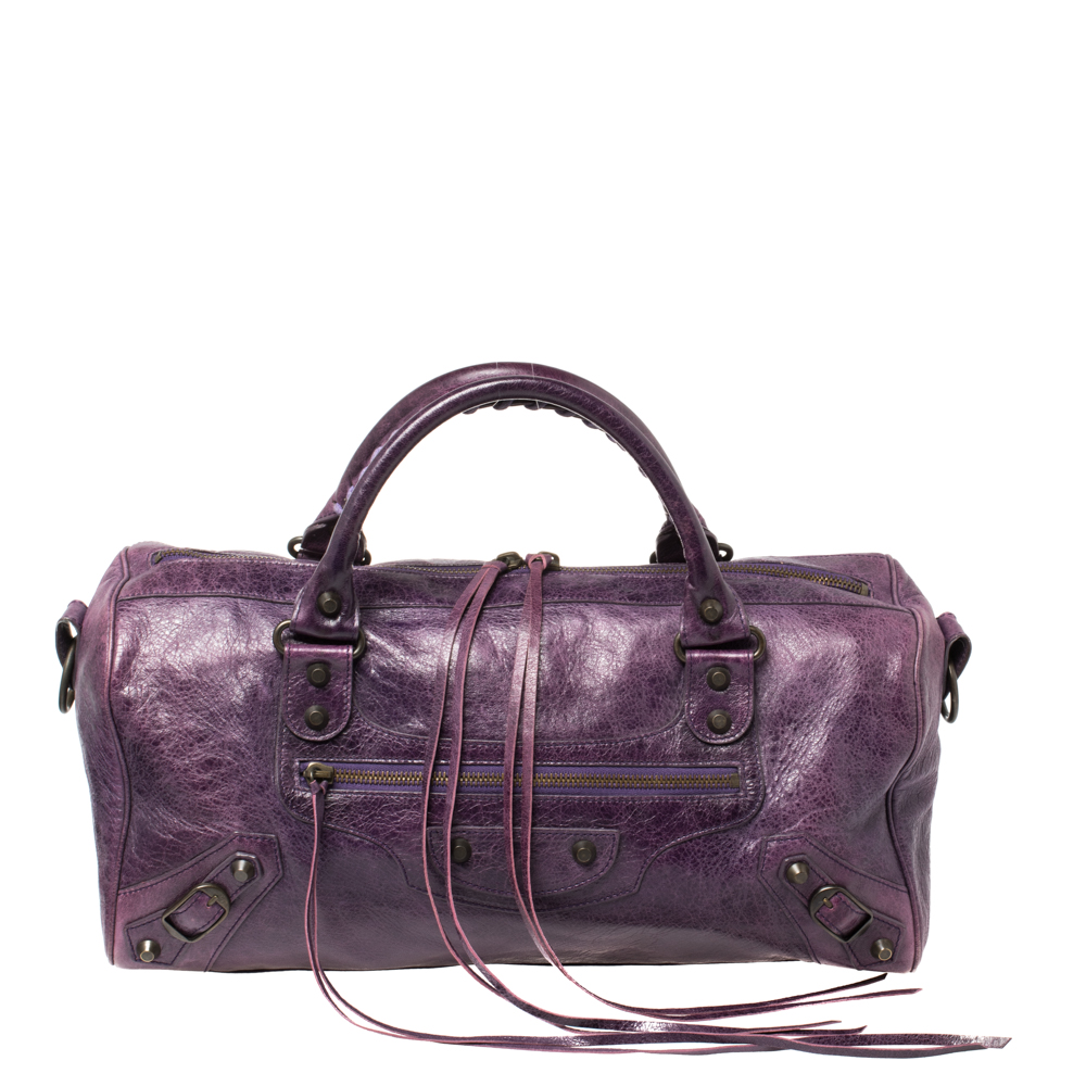 Image of Balenciaga Raisin Leather RH Twiggy Satchel