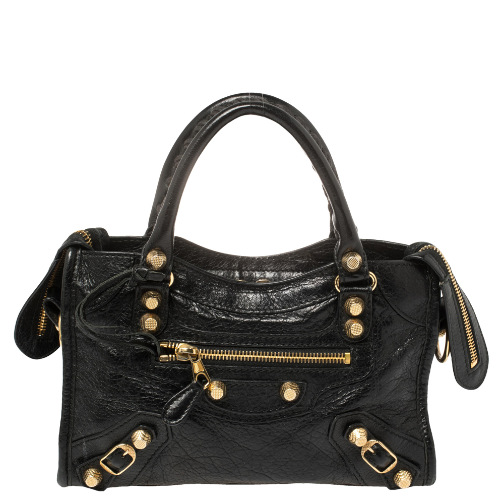 Balenciaga Black Leather Mini Classic City Bag