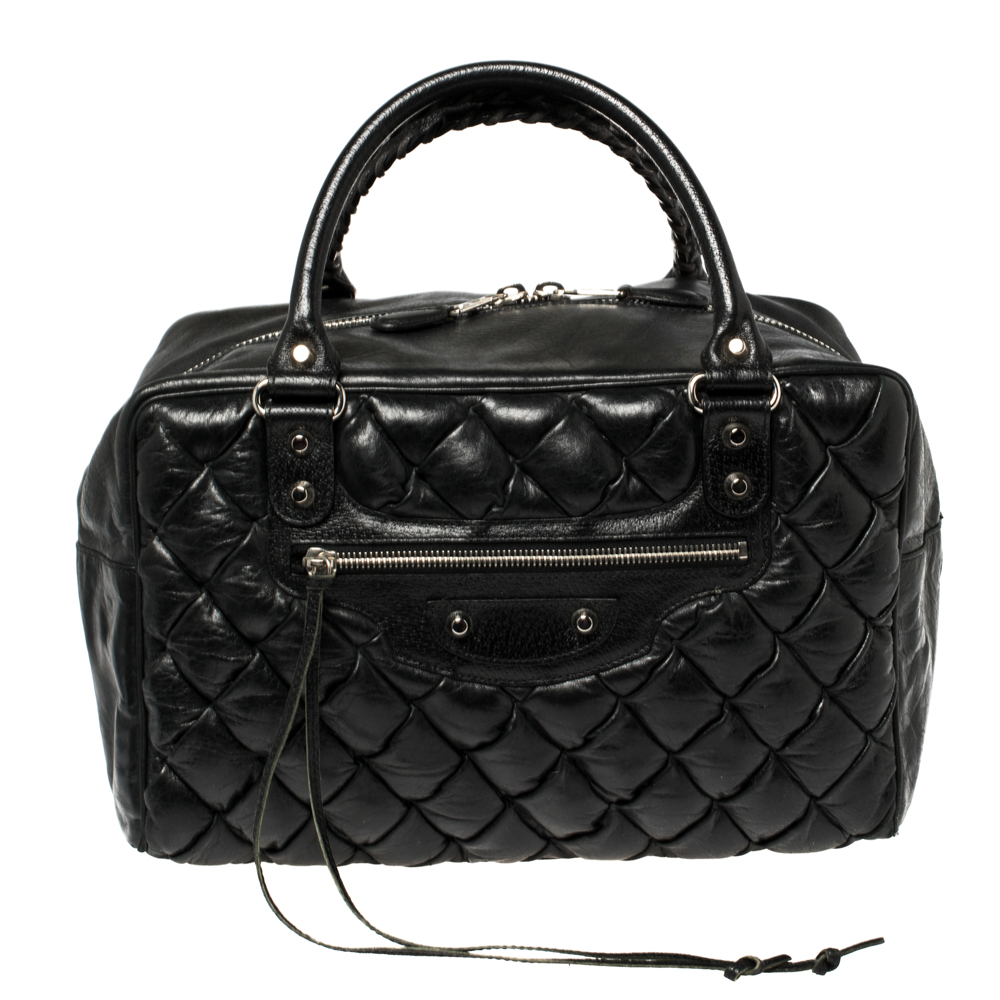 Balenciaga Black Matelasse Leather RH MM Bag