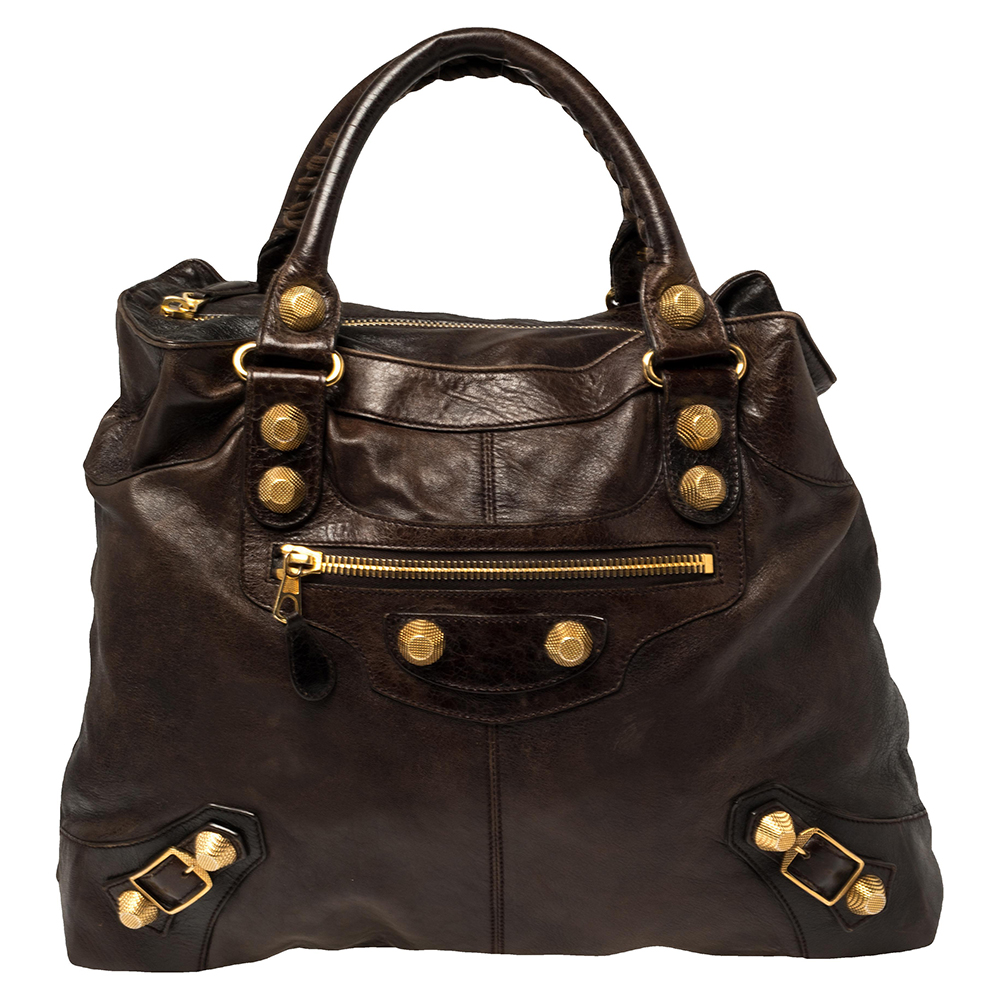Balenciaga Castagna Leather GGH Brief Bag