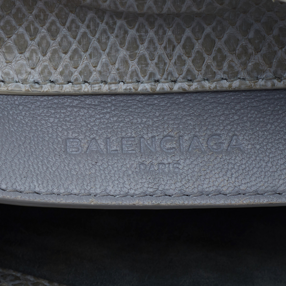 Balenciaga Light Grey Python Leather Papier A6 Tote