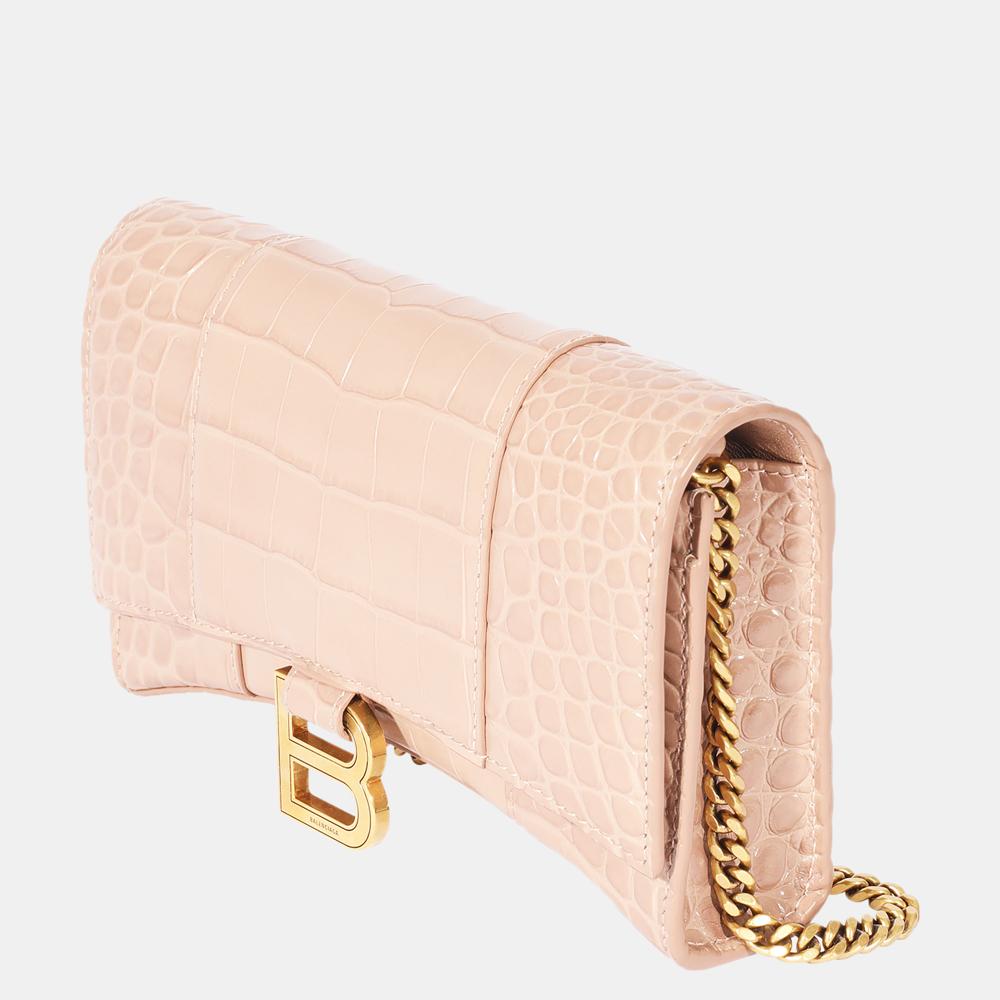 Balenciaga Cream Croc Embossed Leather Hourglass Wallet on Chain
Balenciaga Cream Croc Embossed Leather Hourglass Wallet on Chain