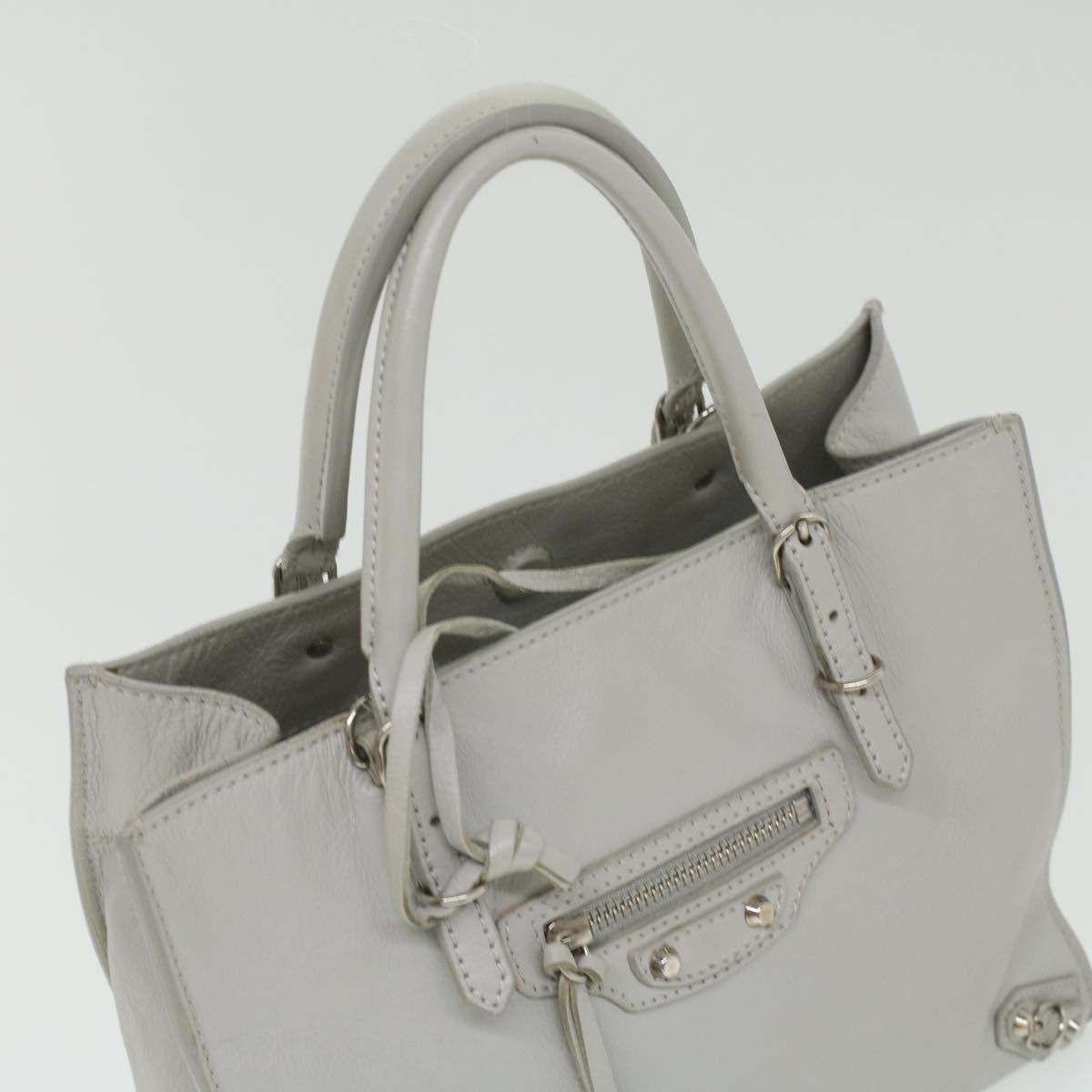 Balenciaga White Leather Mini Papier A4 Tote Bag