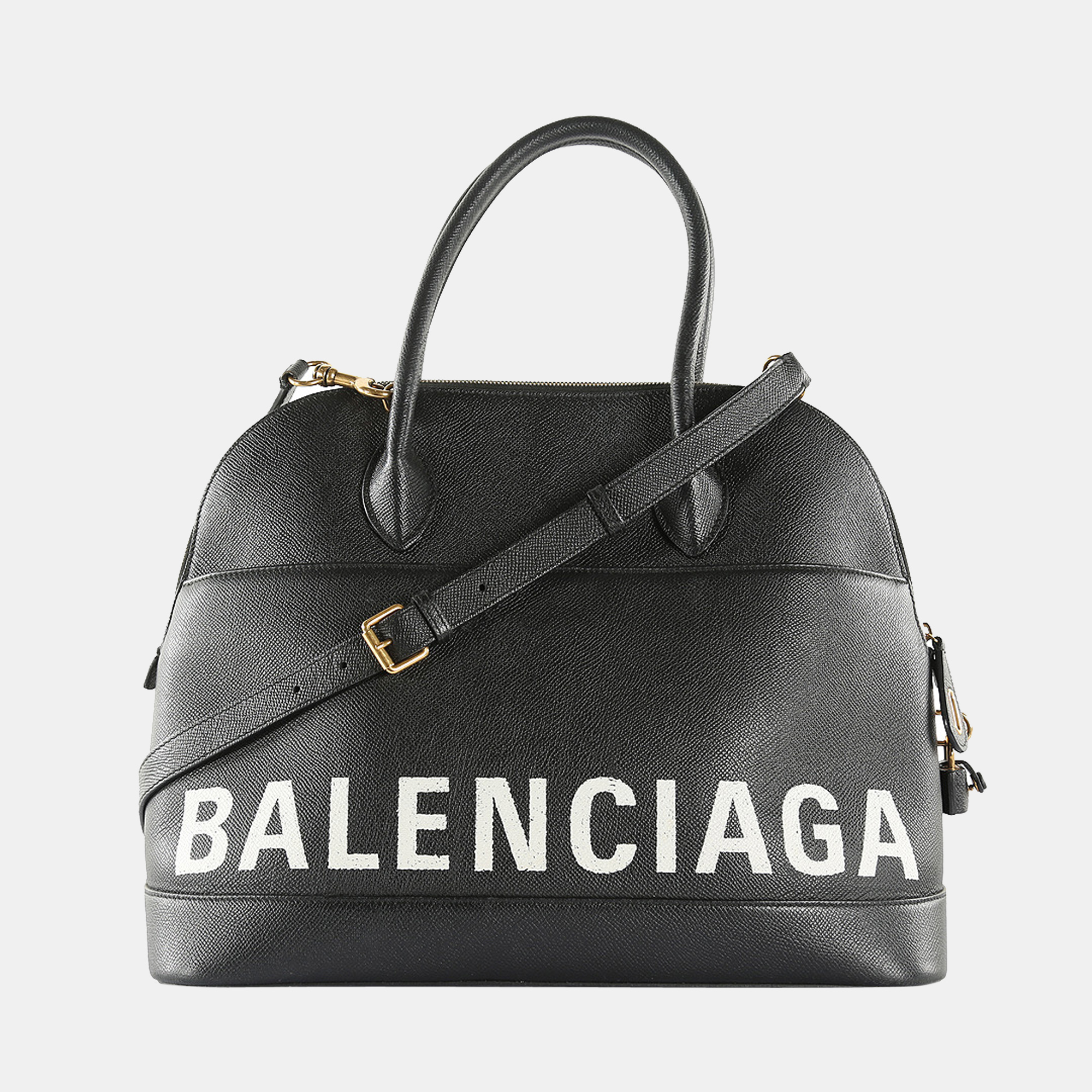 Balenciaga Black Grained Leather Ville Medium Tote Bag