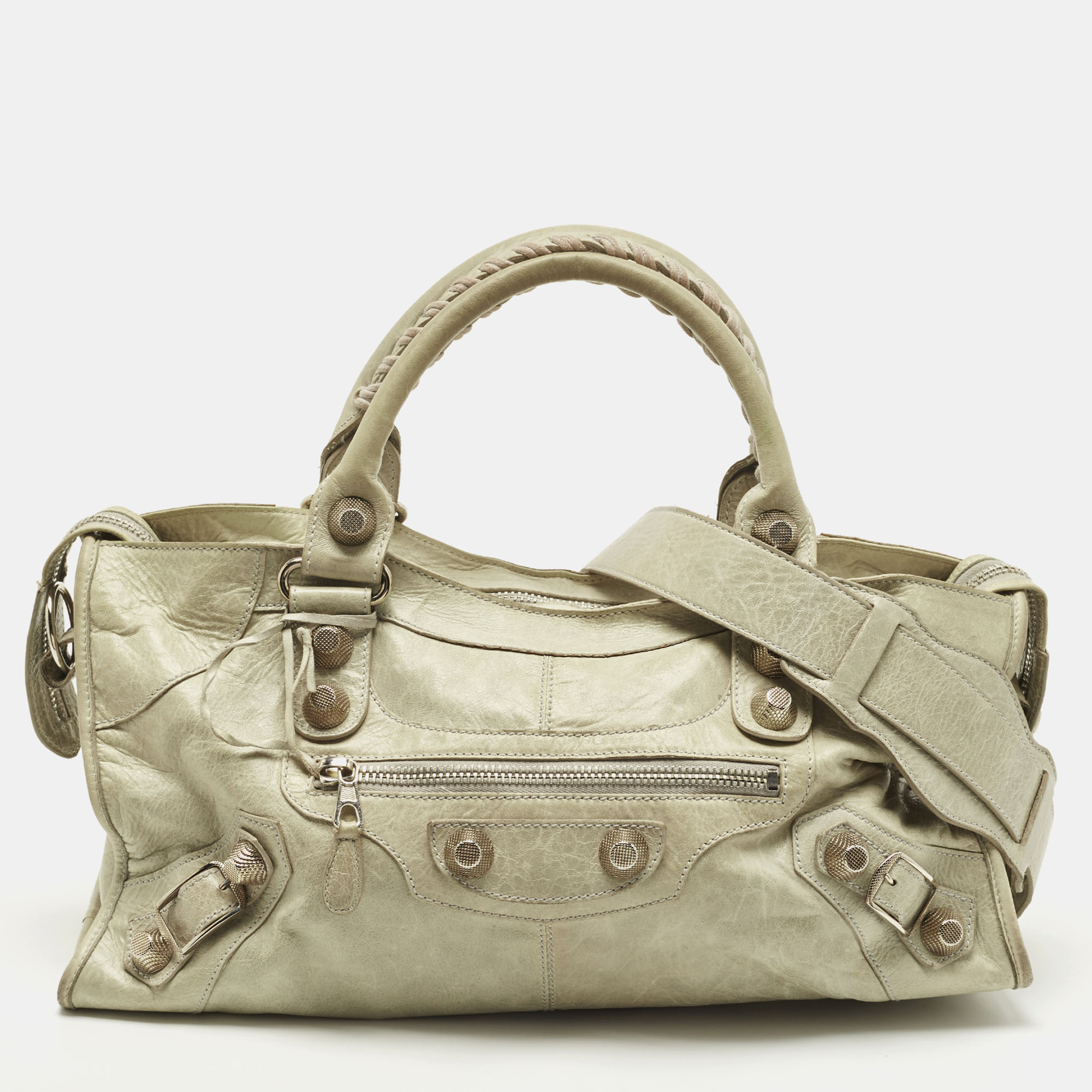 Balenciaga Light Green Leather Giant 21 Silver Hardware Part-Time Tote