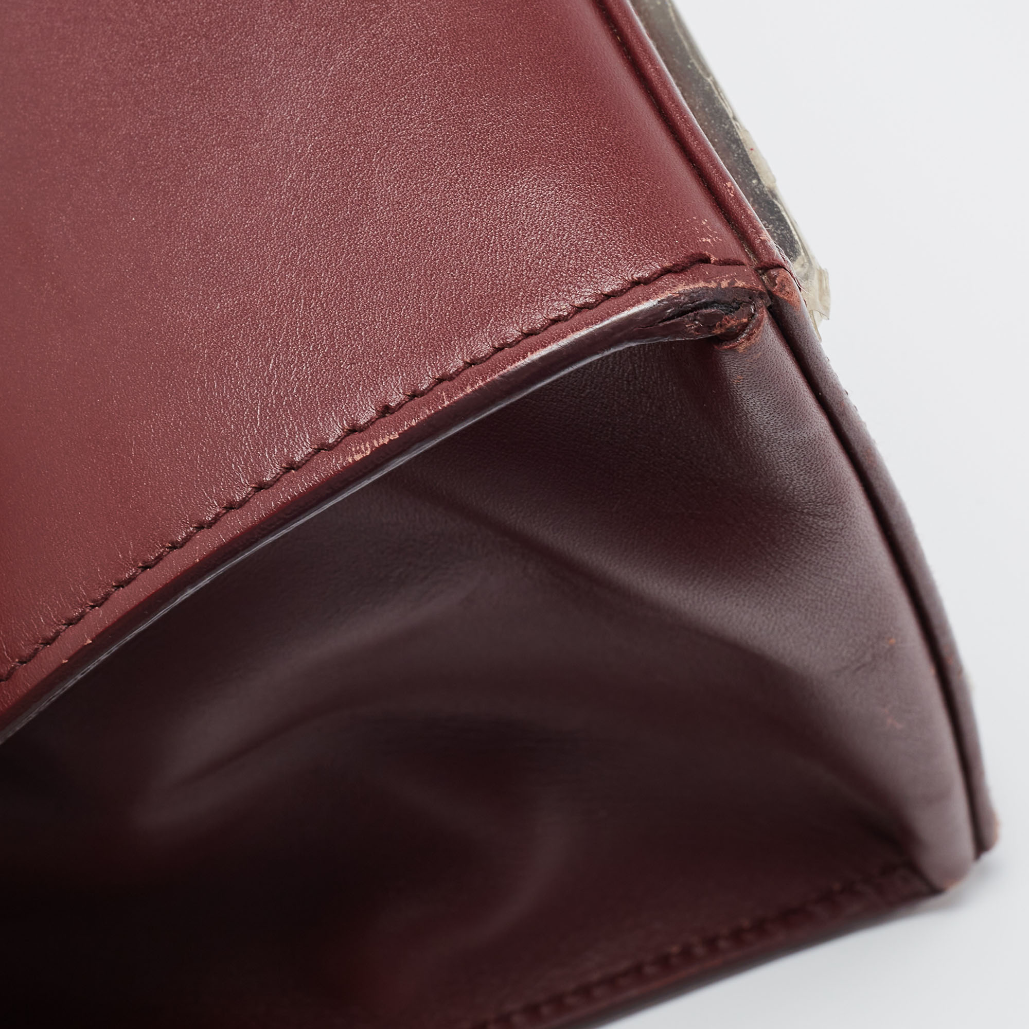 Balenciaga Burgundy Leather Le Dix Cartable Top Handle Bag