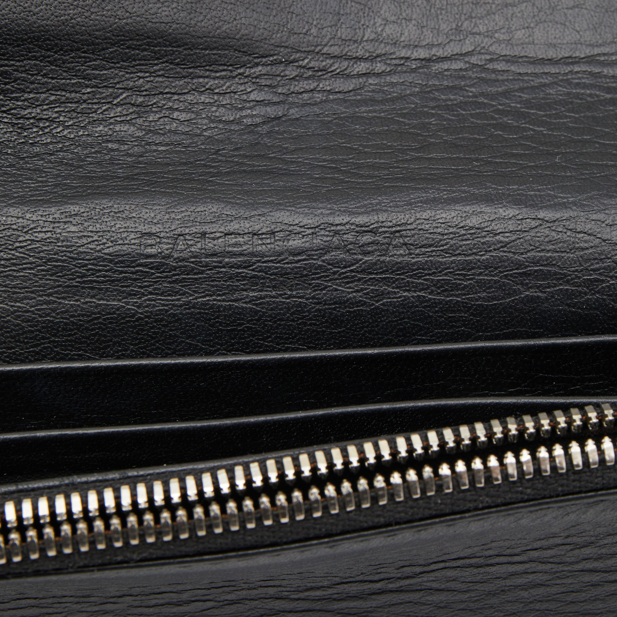 Balenciaga Black Leather City Flap Continental Wallet