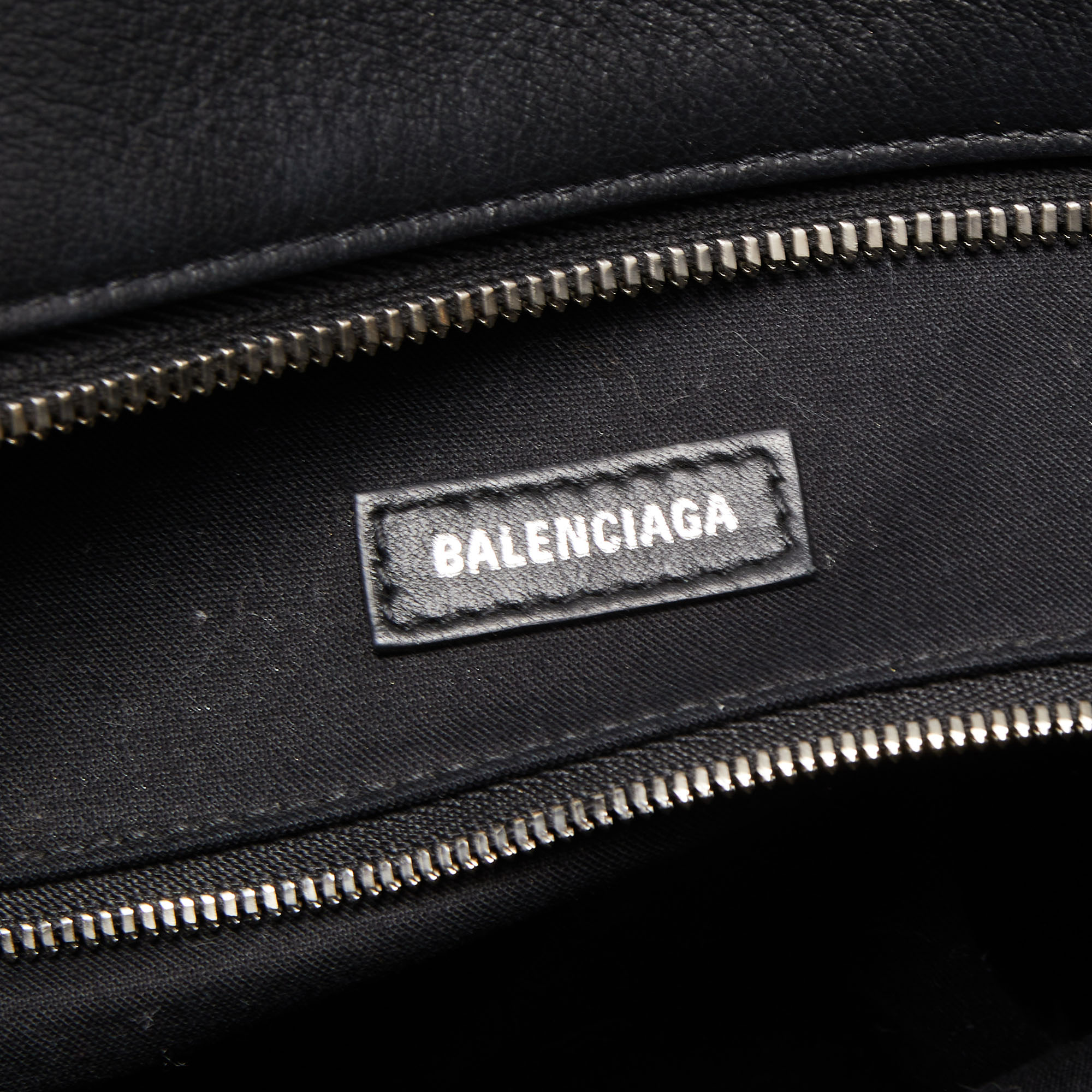 Balenciaga Black Leather Logo Top Zip Shopper Tote
