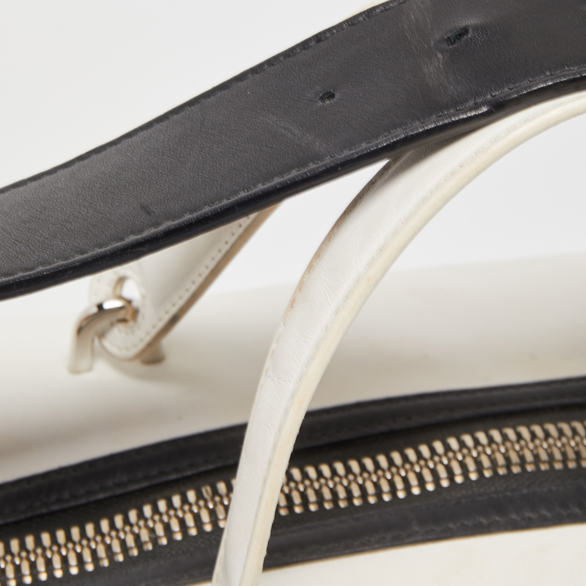 Balenciaga White/Black Leather Triple Boston Bag