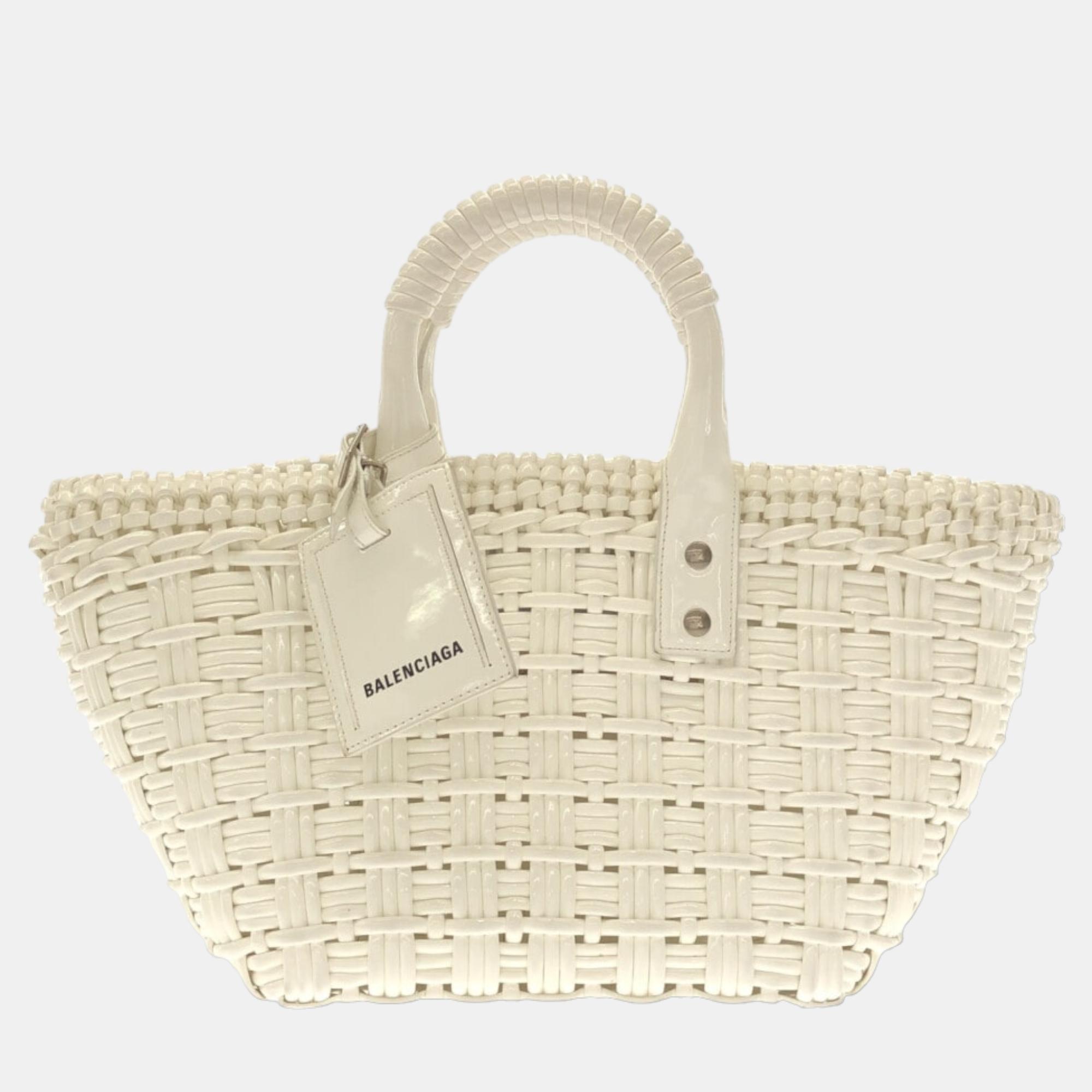 Balenciaga Ecru Synthetic Bistro Basket Tote Bag