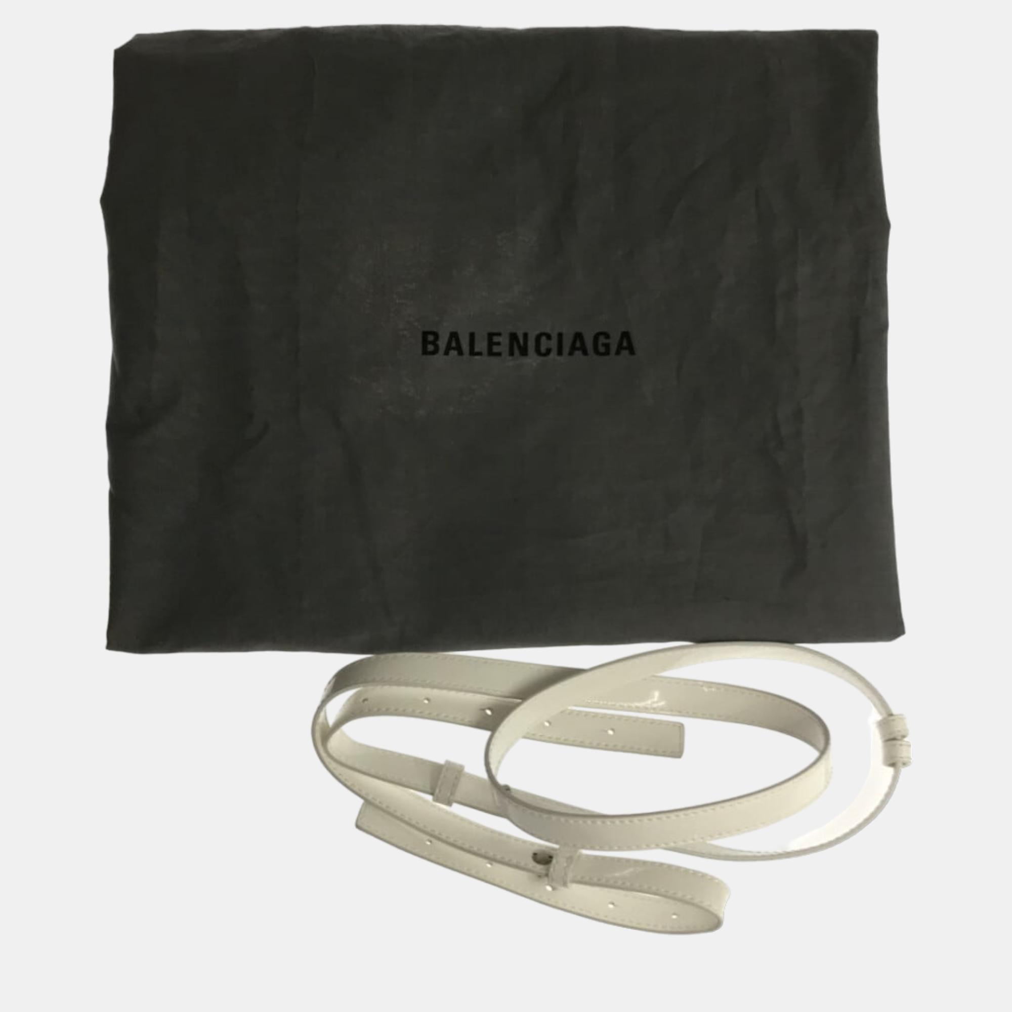 Balenciaga Ecru Synthetic Bistro Basket Tote Bag