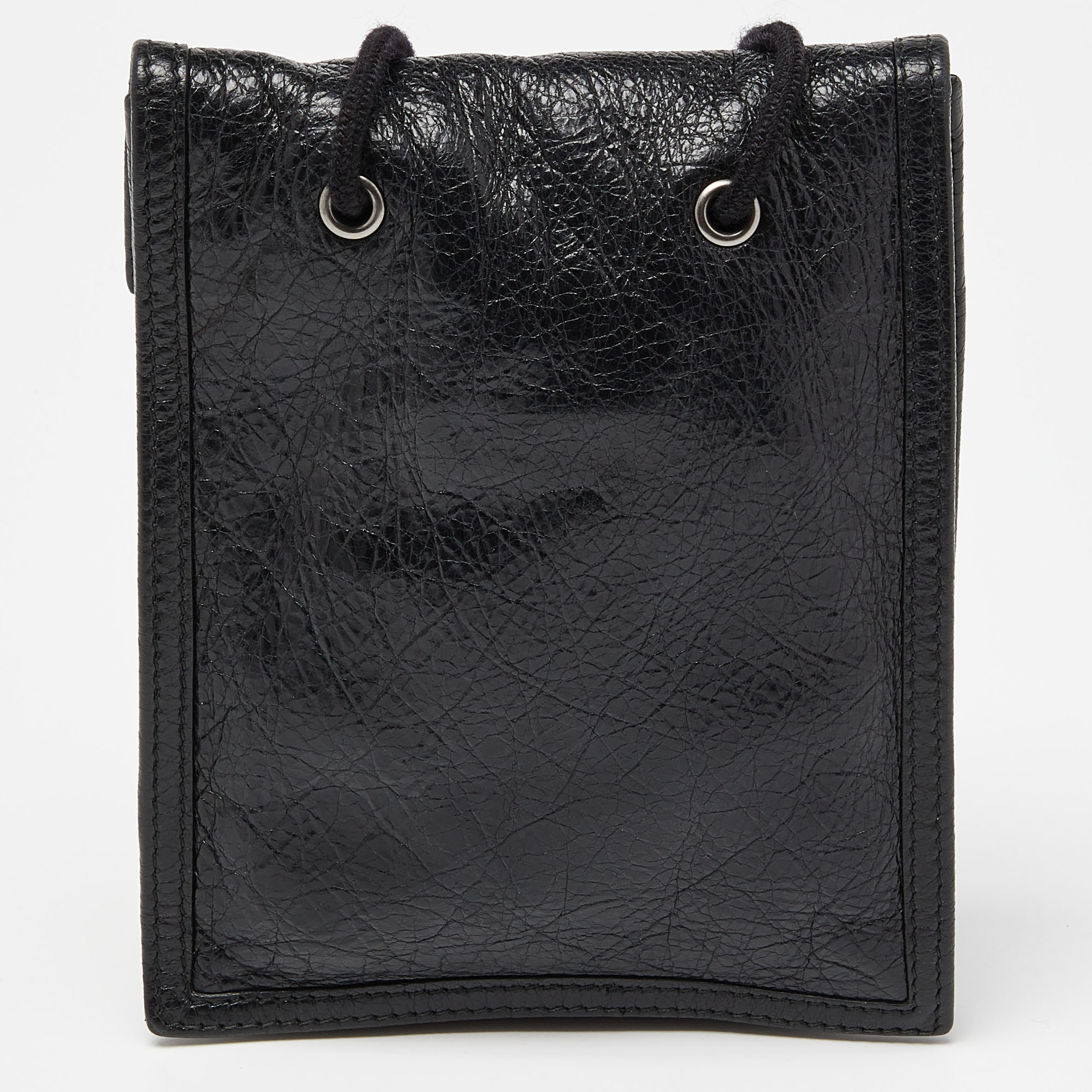 Balenciaga Black Leather Explorer Pouch Crossbody Bag