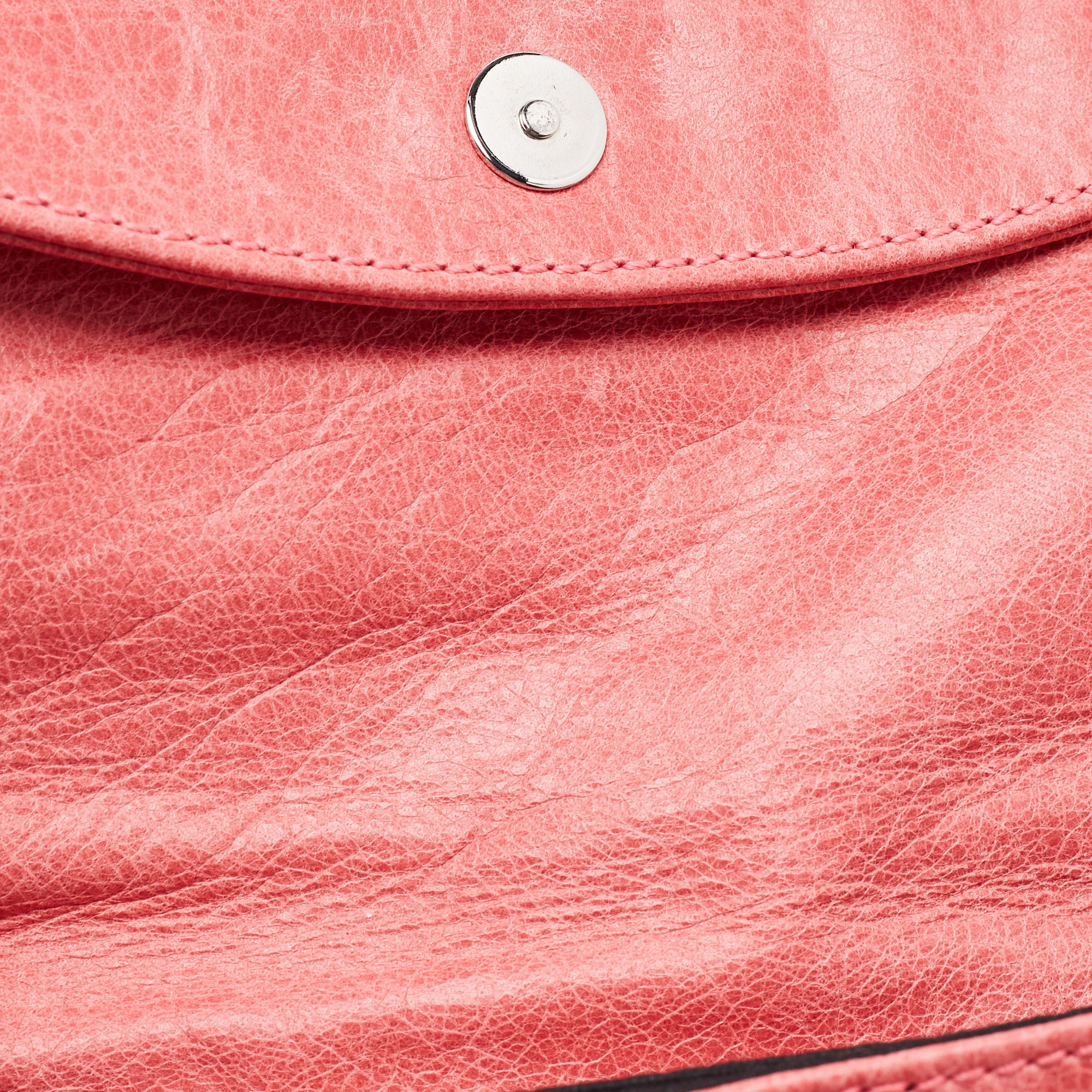 Balenciaga Pink Leather GSH Classic Envelope Clutch