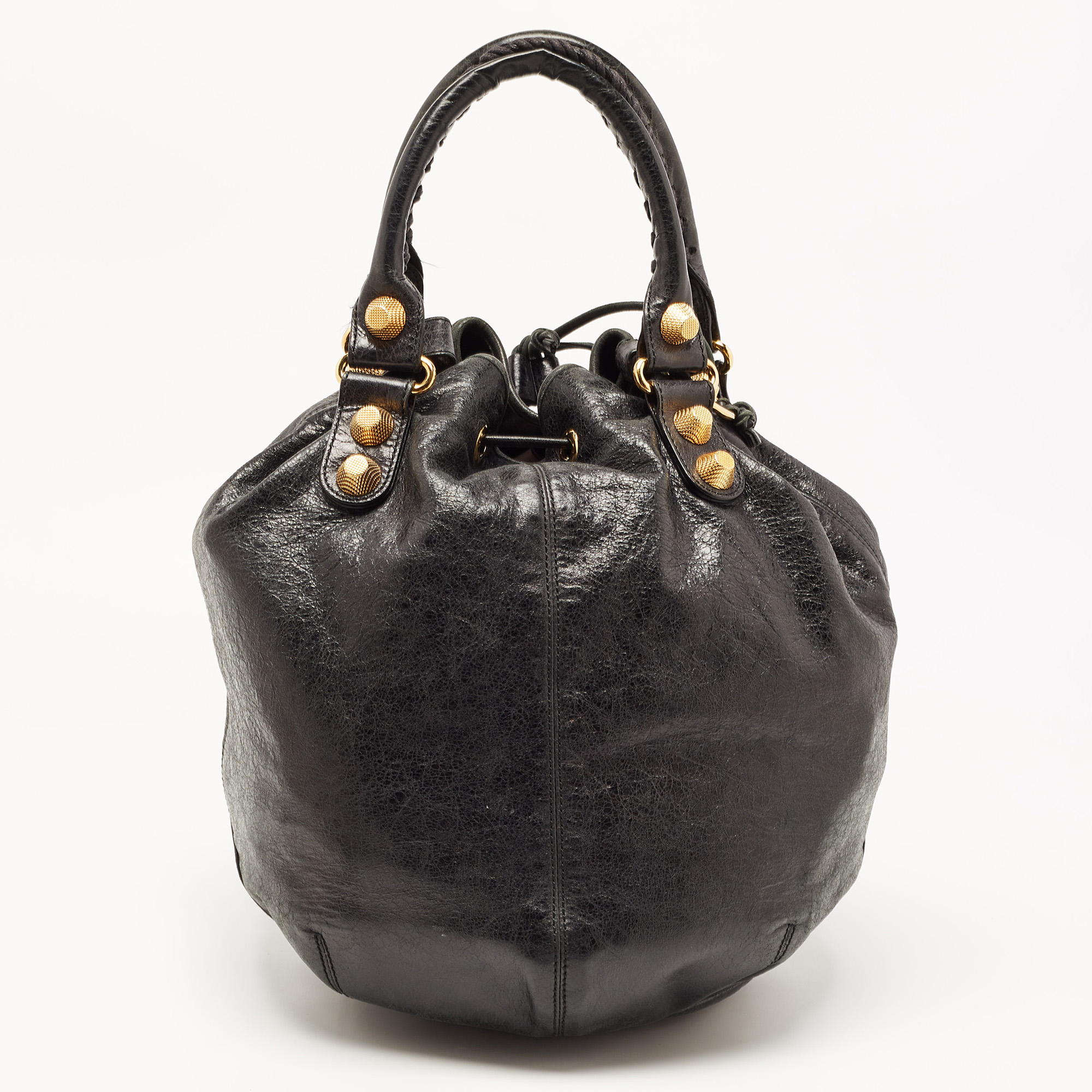Balenciaga Black Leather GGH PomPon Bag