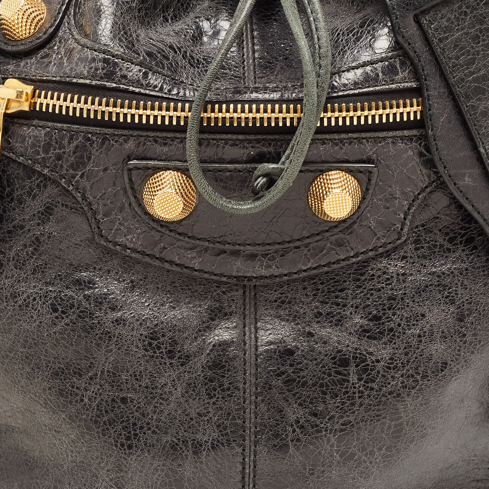 Balenciaga Black Leather GGH PomPon Bag