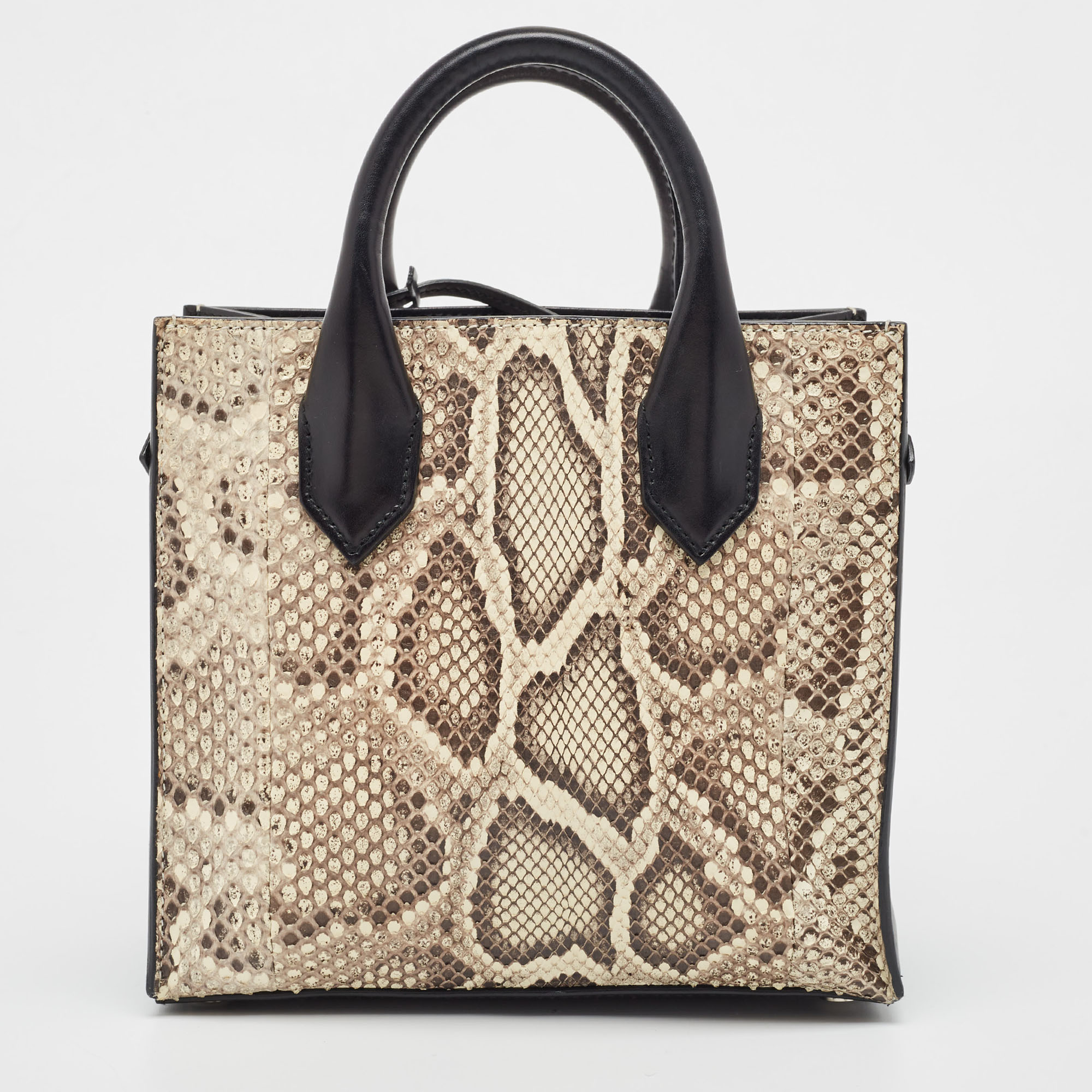 Balenciaga Black/Beige Python And Leather Mini All Afternoon Tote