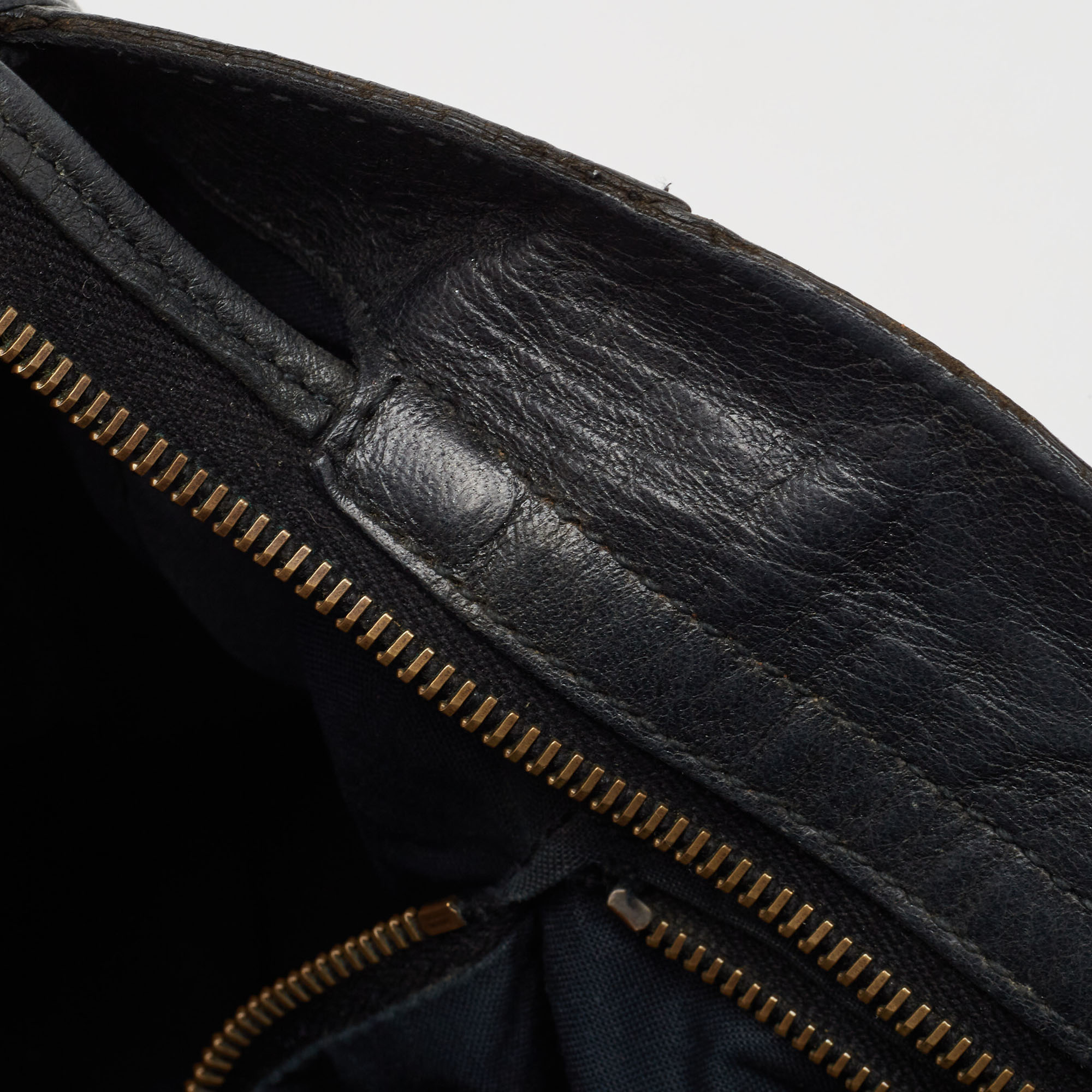Balenciaga Black Lambskin Leather Giant 12 Gold Motorcycle City Bag