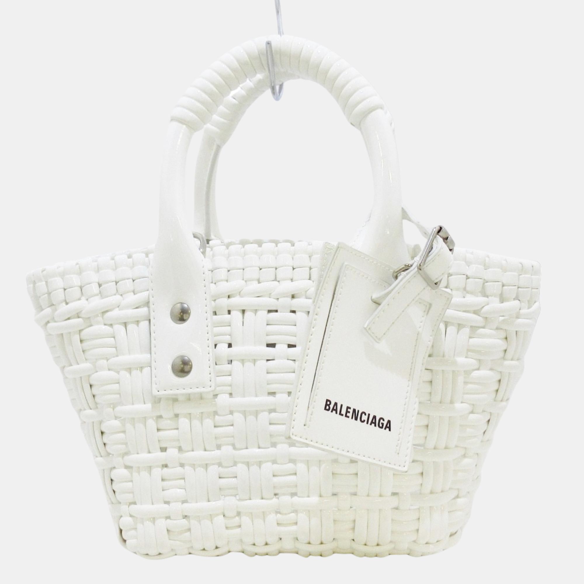Balenciaga White PVC XXS Bistro Basket Tote Bag