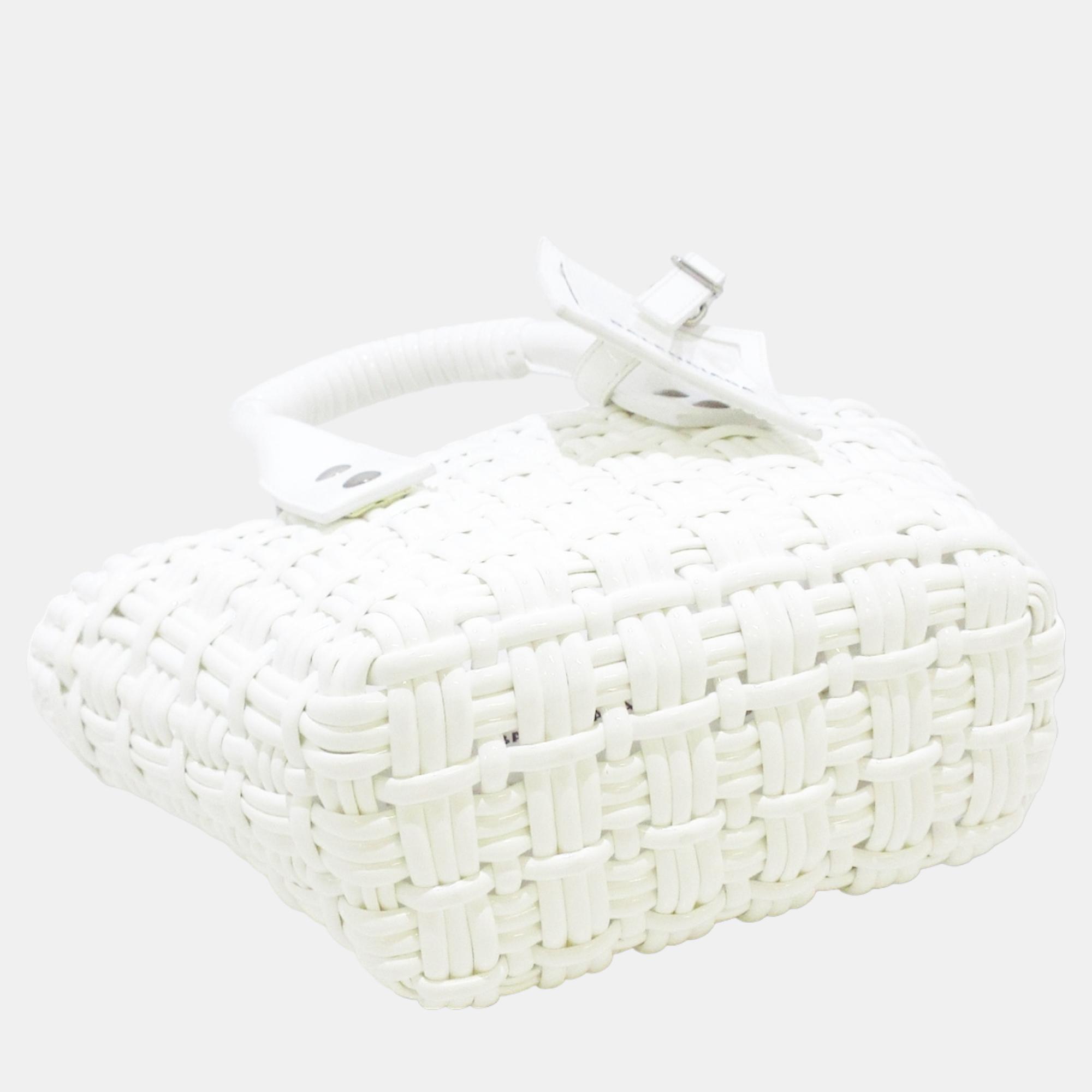 Balenciaga White PVC XXS Bistro Basket Tote Bag